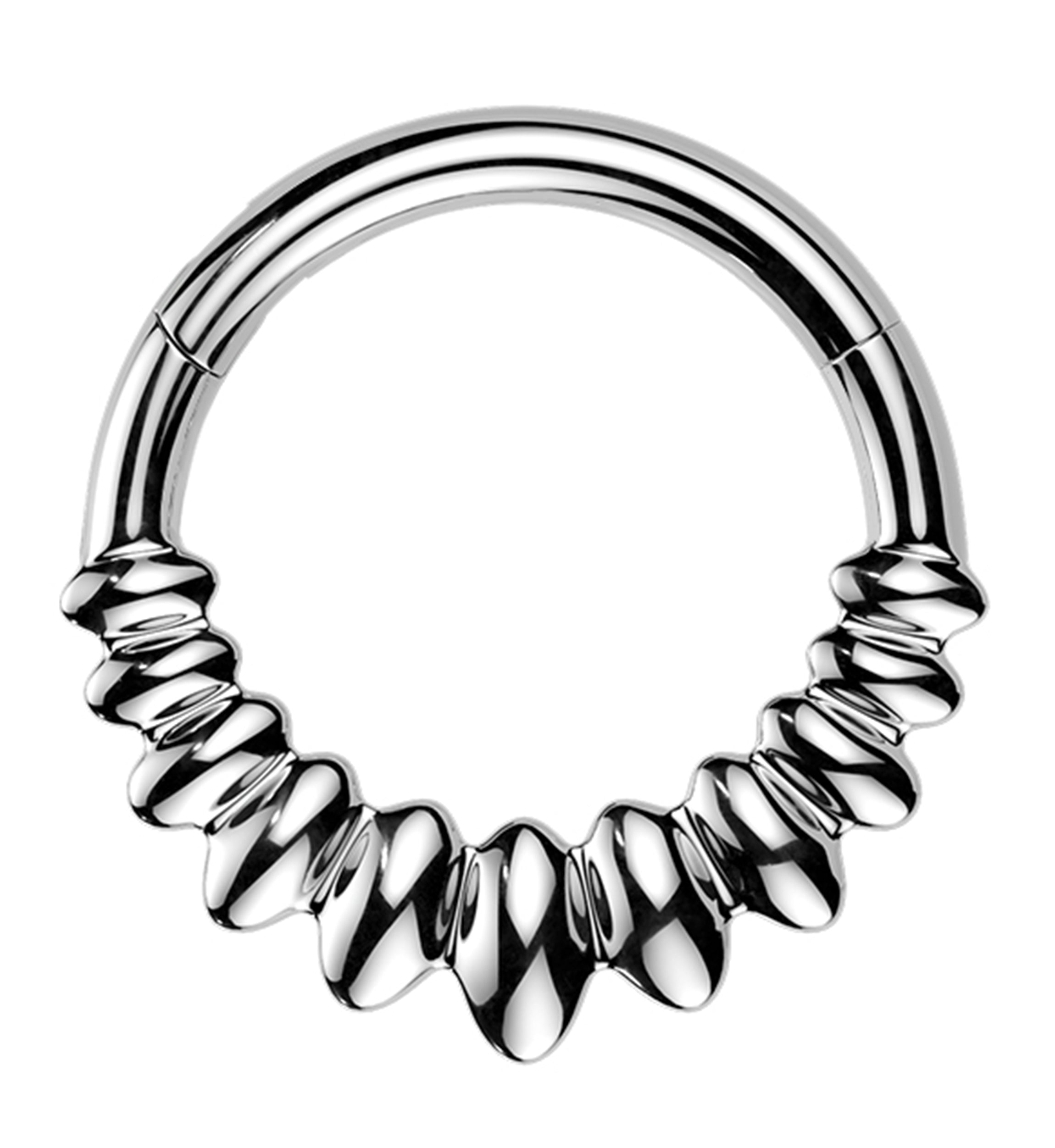 Marquise Beads Stainless Steel Hinged Segment Ring