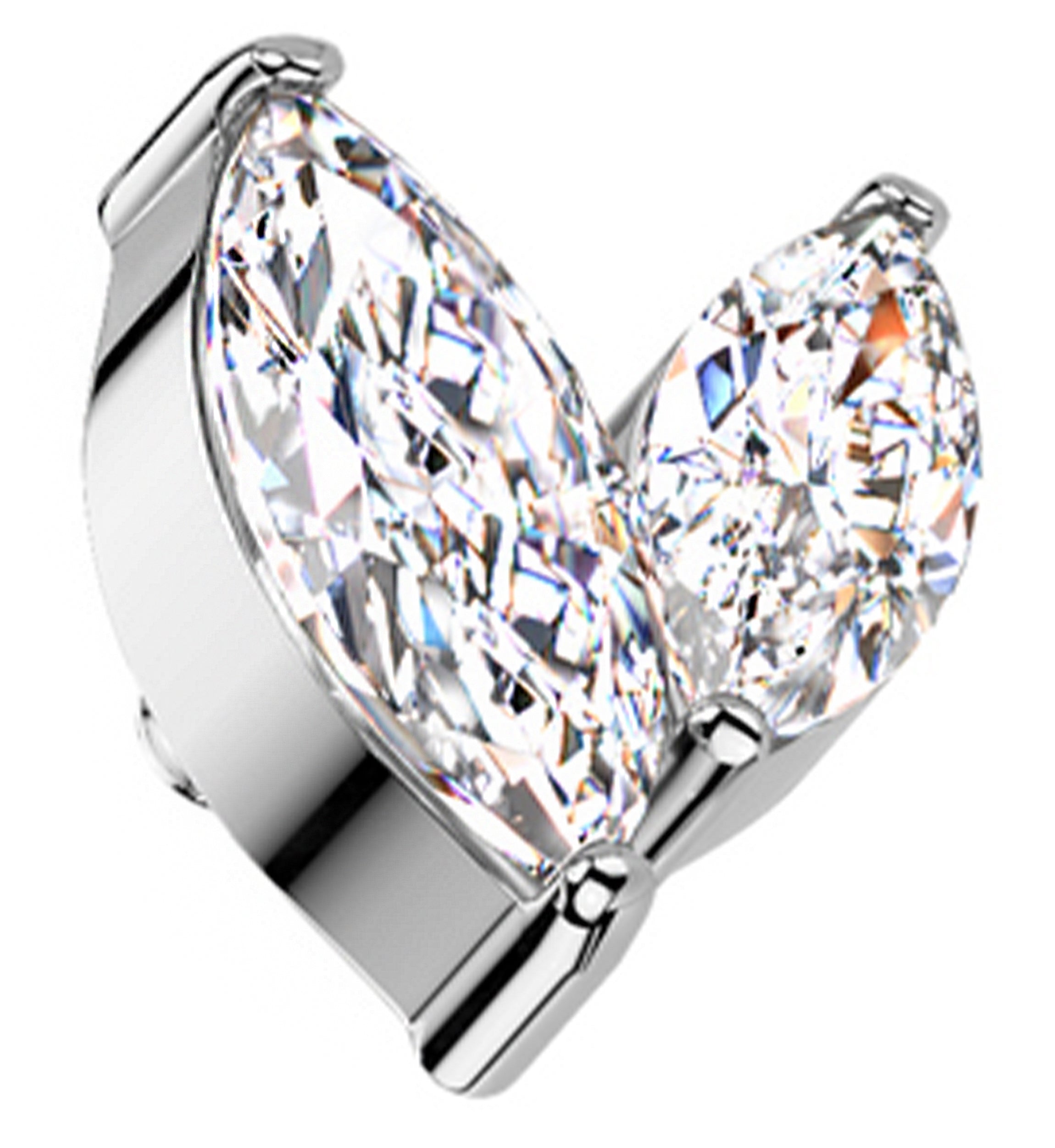 Marquise Frond Clear CZ Titanium Internally Threaded Top