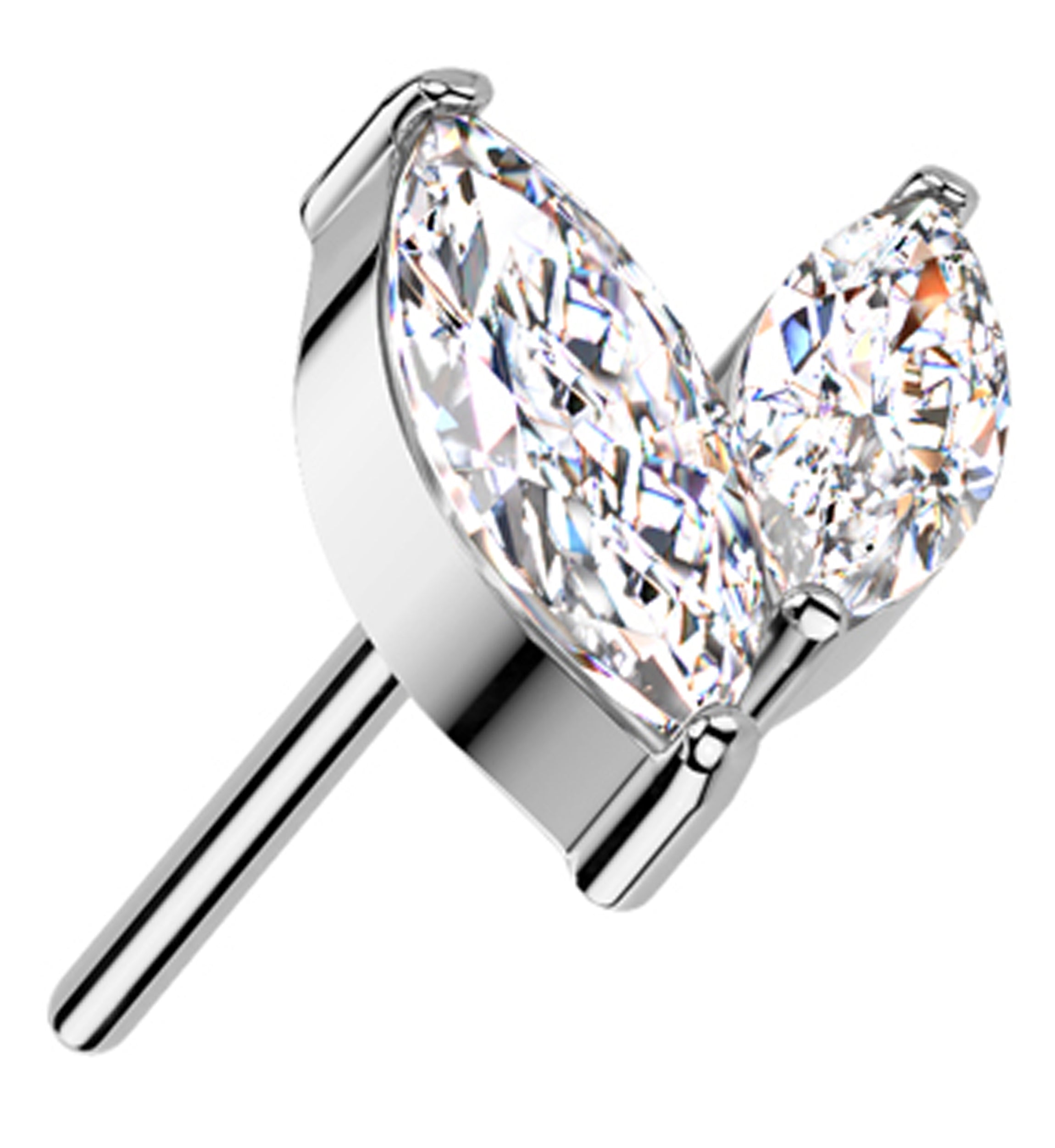 Marquise Frond Clear CZ Titanium Threadless Top