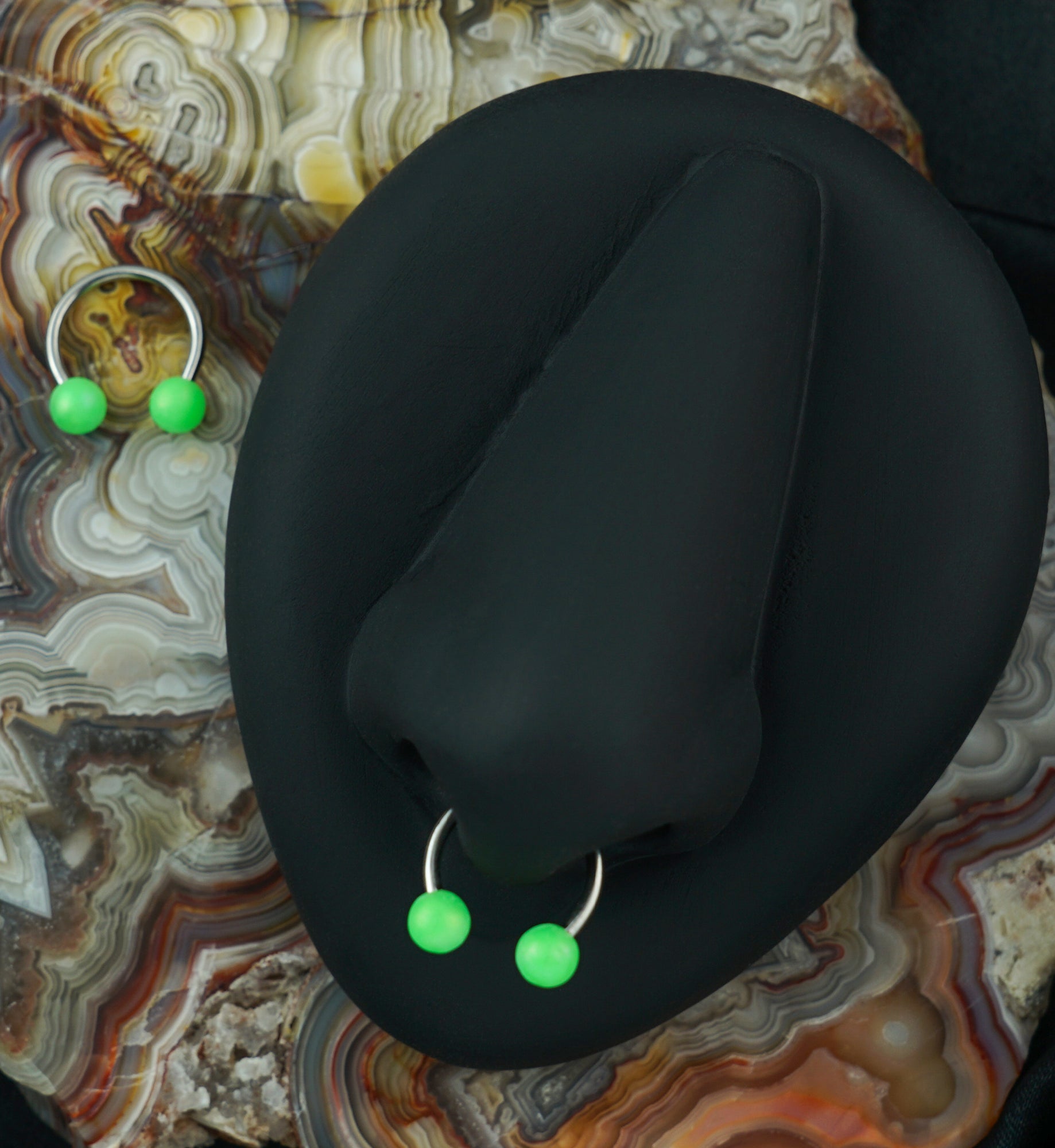 Matte Green Stainless Steel Circular Barbell