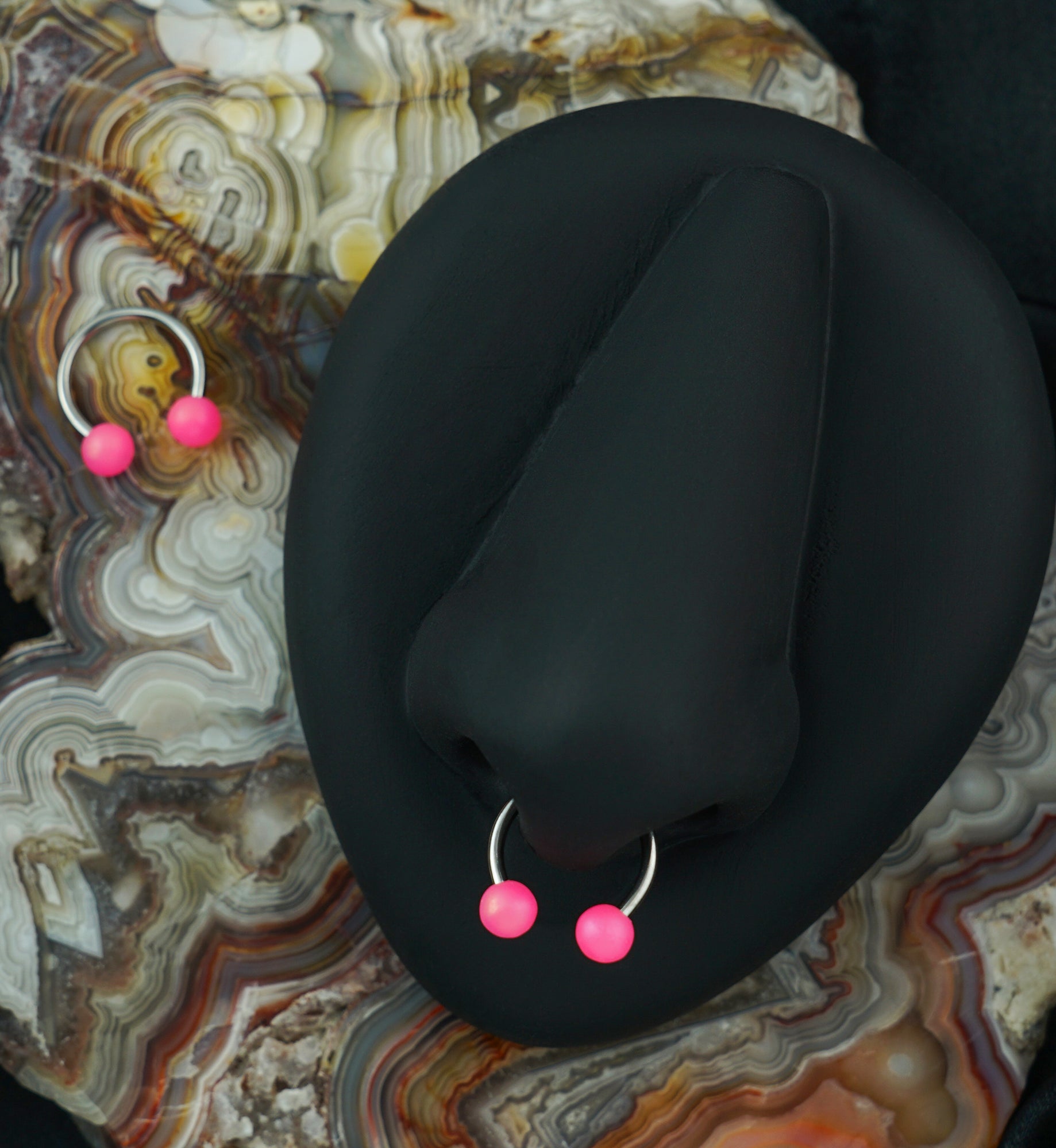 Matte Pink Stainless Steel Circular Barbell