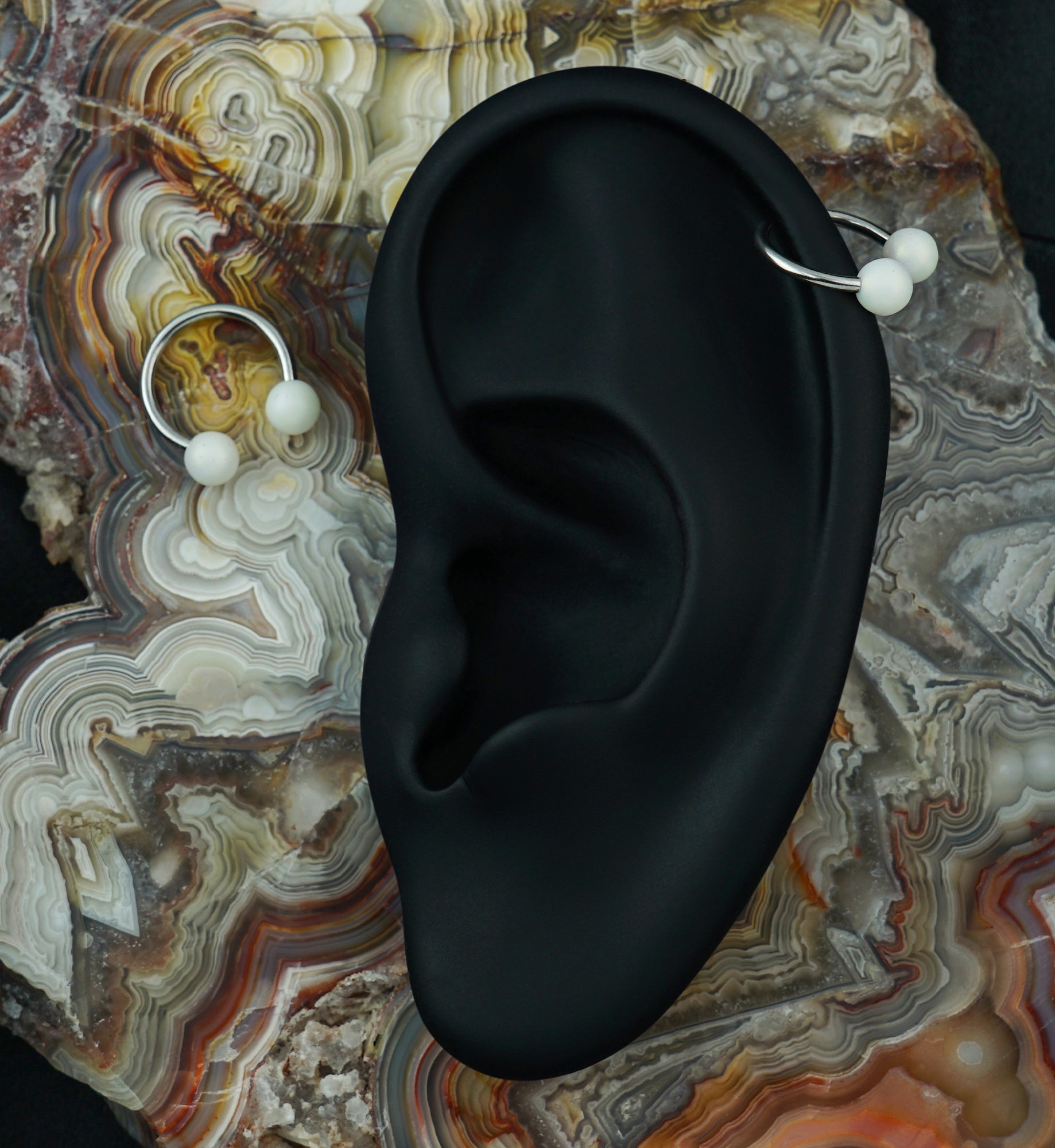 Matte White Stainless Steel Circular Barbell