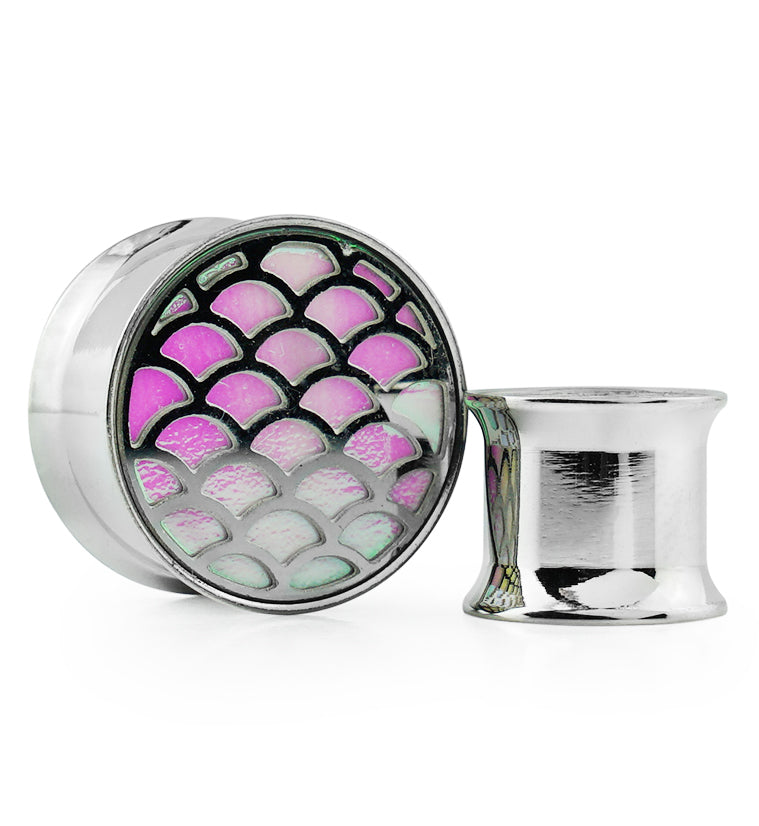 Luminescent Mermaid Scale Stainless Steel Plugs