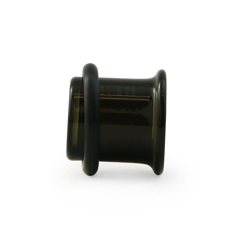Midnight Black Glass Tunnel Plugs - Single Flare