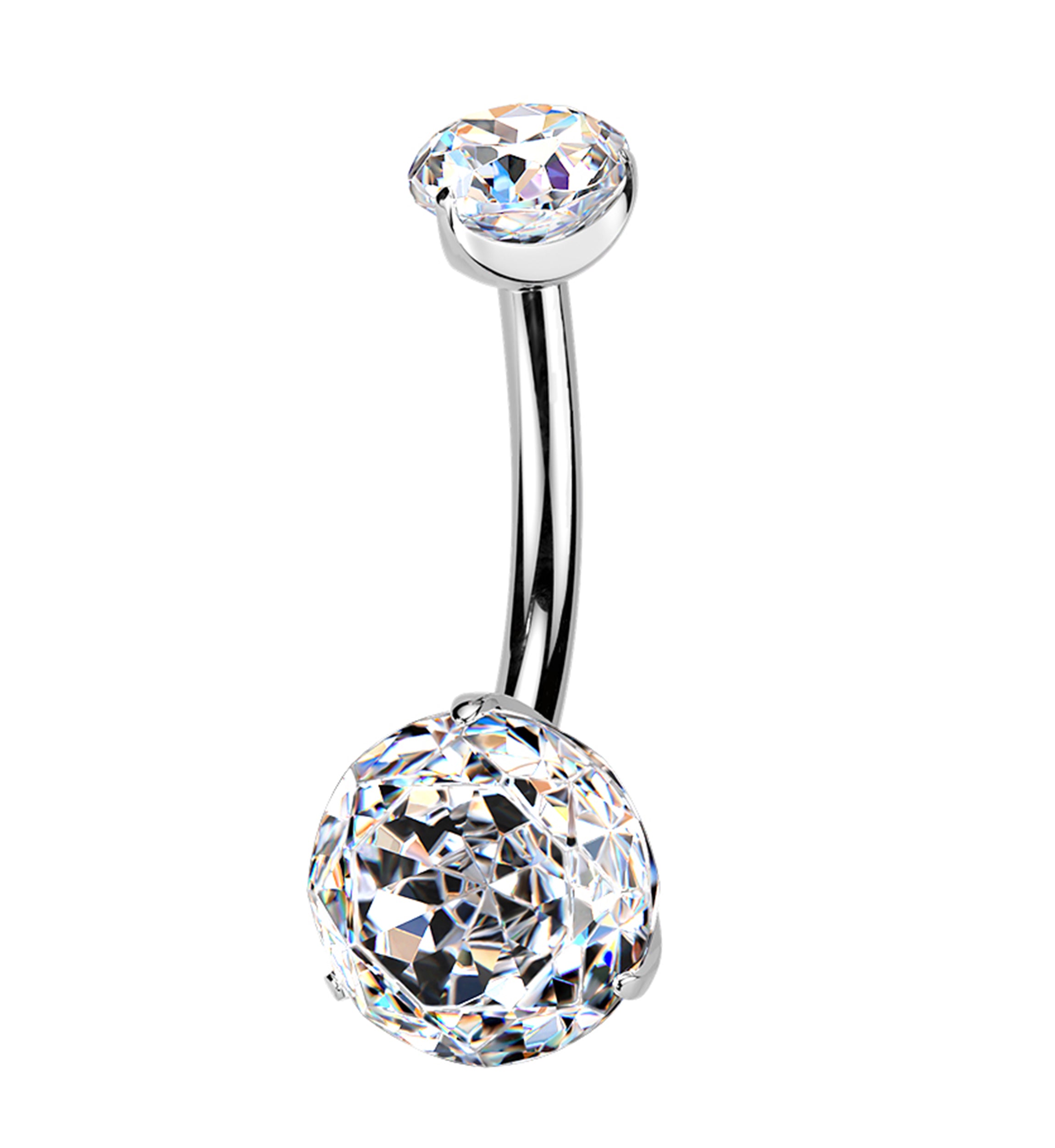 Millennium Rose Cut Clear CZ Internally Threaded Titanium Belly Button Ring
