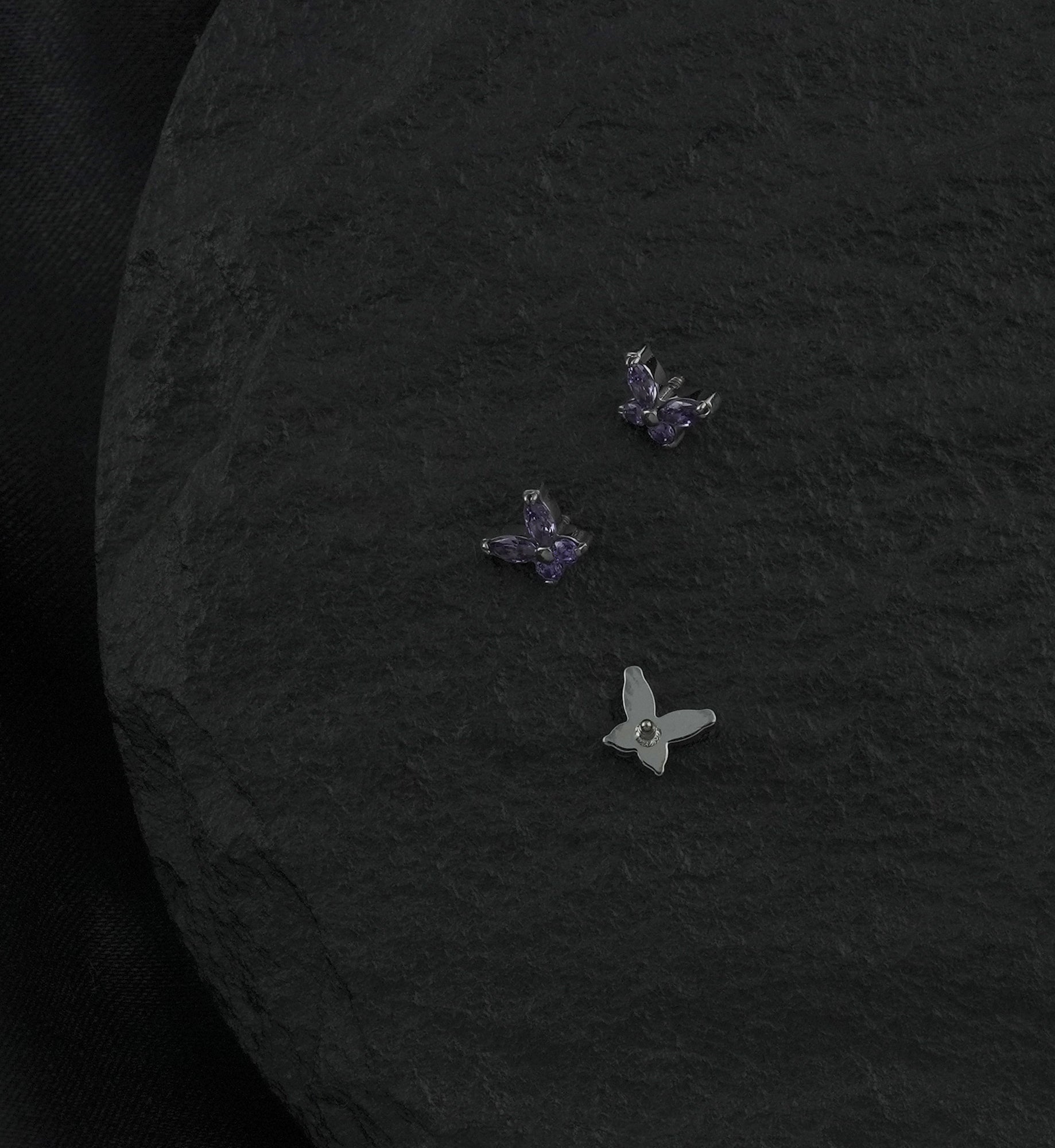 Mini Butterfly Amethyst CZ Titanium Internally Threaded Top