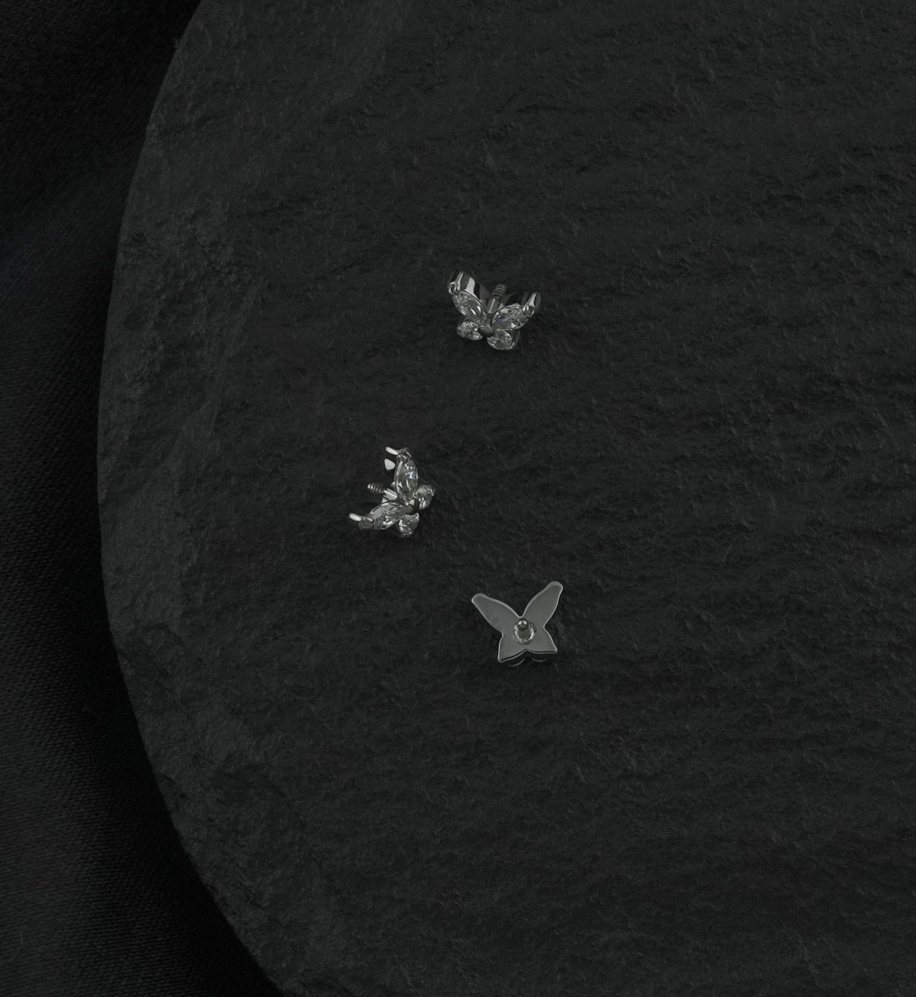 Mini Butterfly Clear CZ Titanium Internally Threaded Top