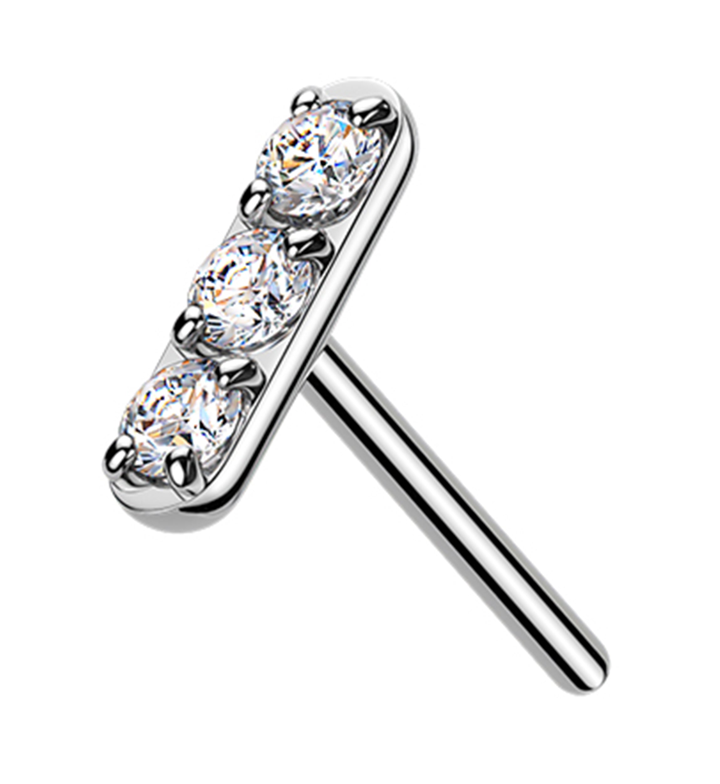 Mini Stacked Clear CZ Threadless Titanium Top