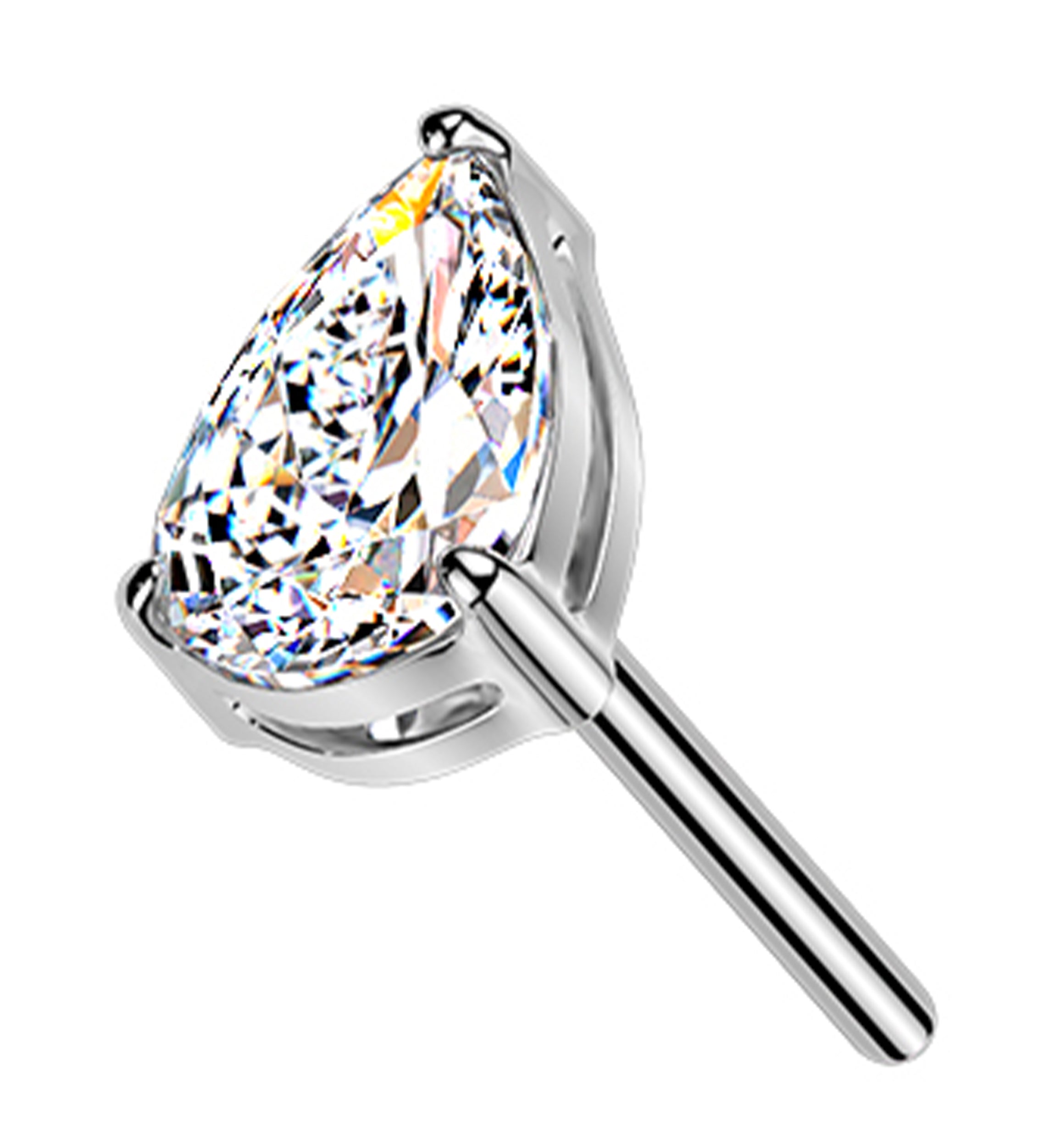 Mini Teardrop Clear CZ Titanium Threadless Top