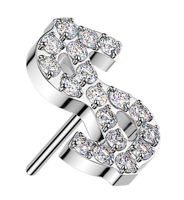 Money Sign CZ Titanium Threadless Top