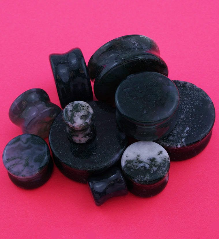 Moss Agate Stone Plugs
