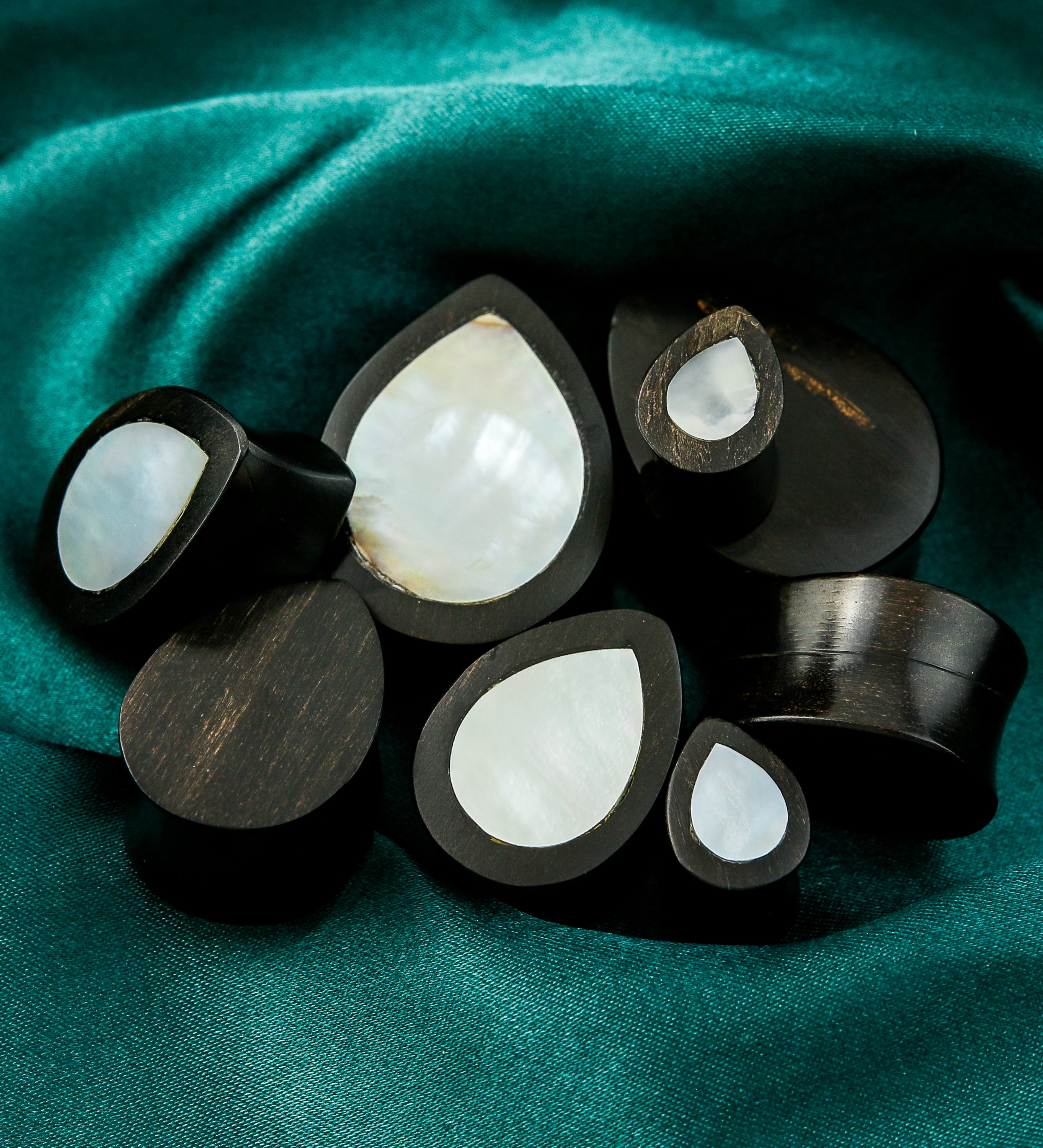 Mother of Pearl Areng Wood Teardrop Plugs