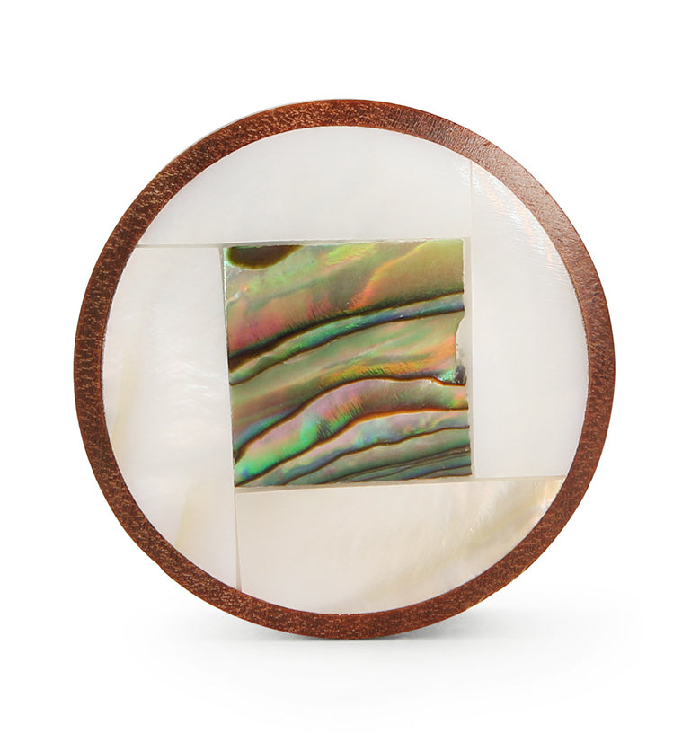 MOP & Squared Abalone Shell Inlayed Saba Wood Plugs