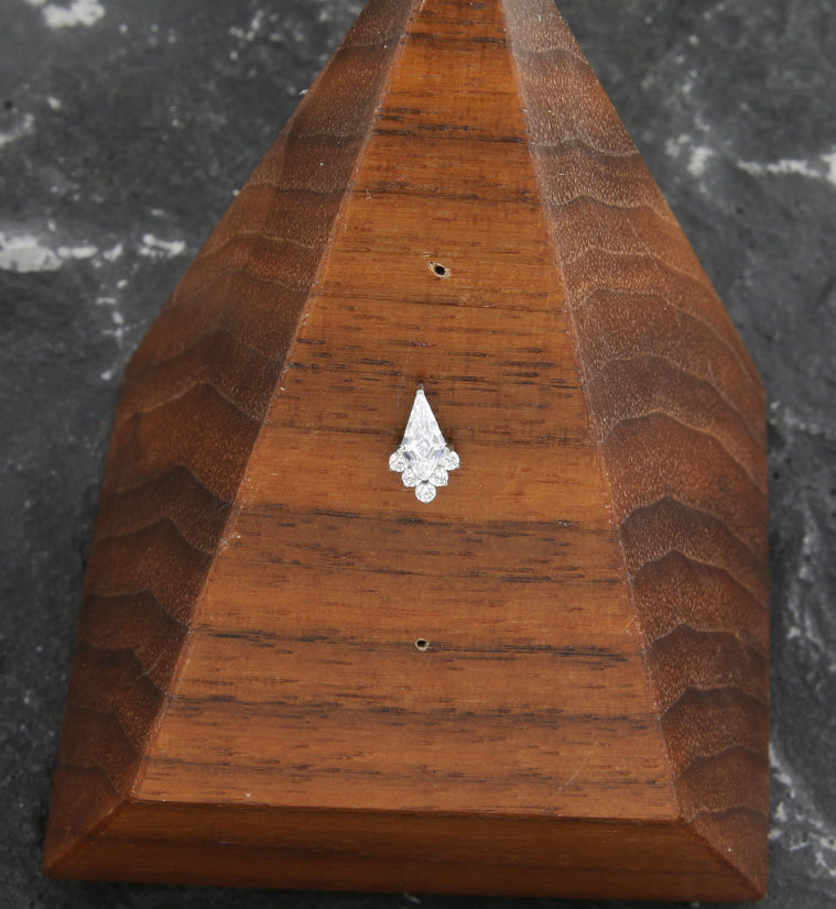 Narrow Adorn Clear CZ Threadless Titanium Top