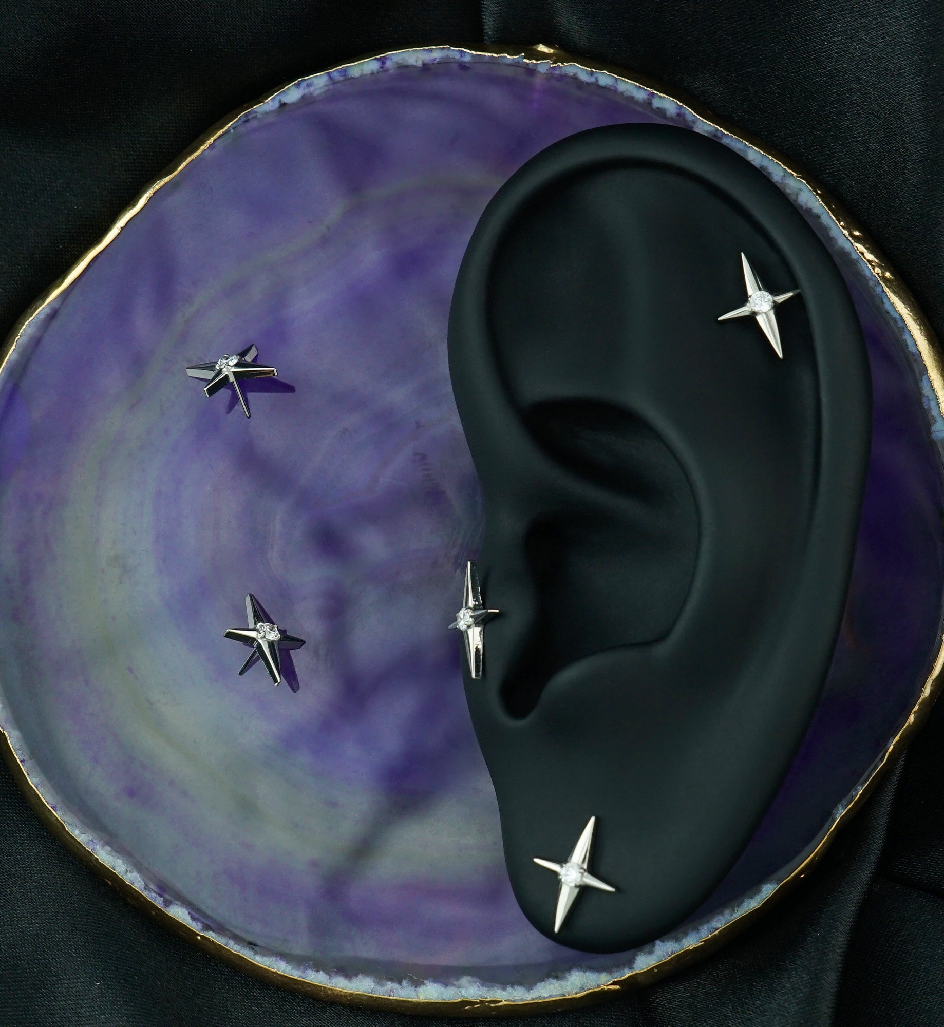 North Star Center Clear CZ Titanium Threadless Top