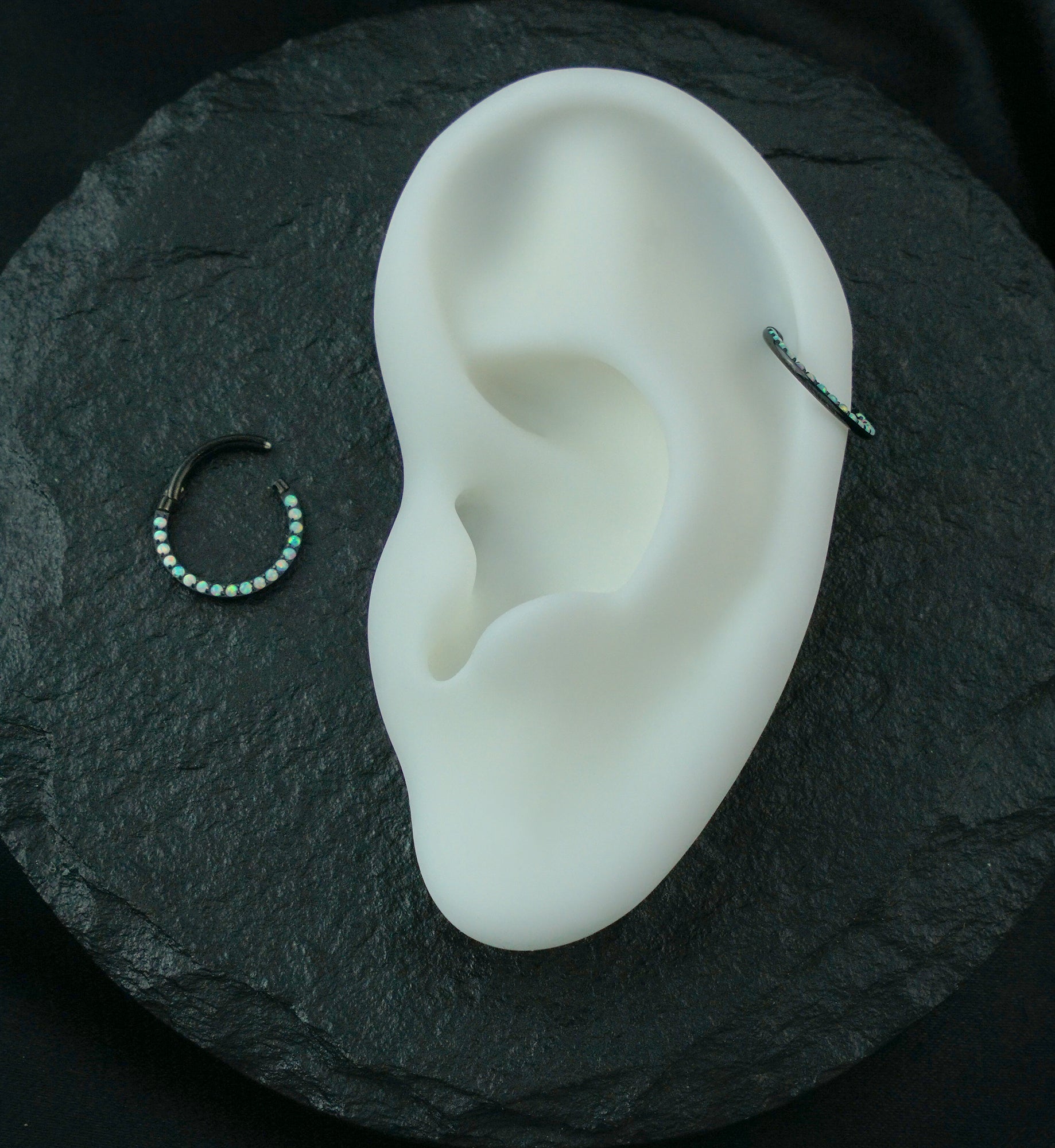 Obverse Black PVD Titanium Opalite Hinged Segment Ring