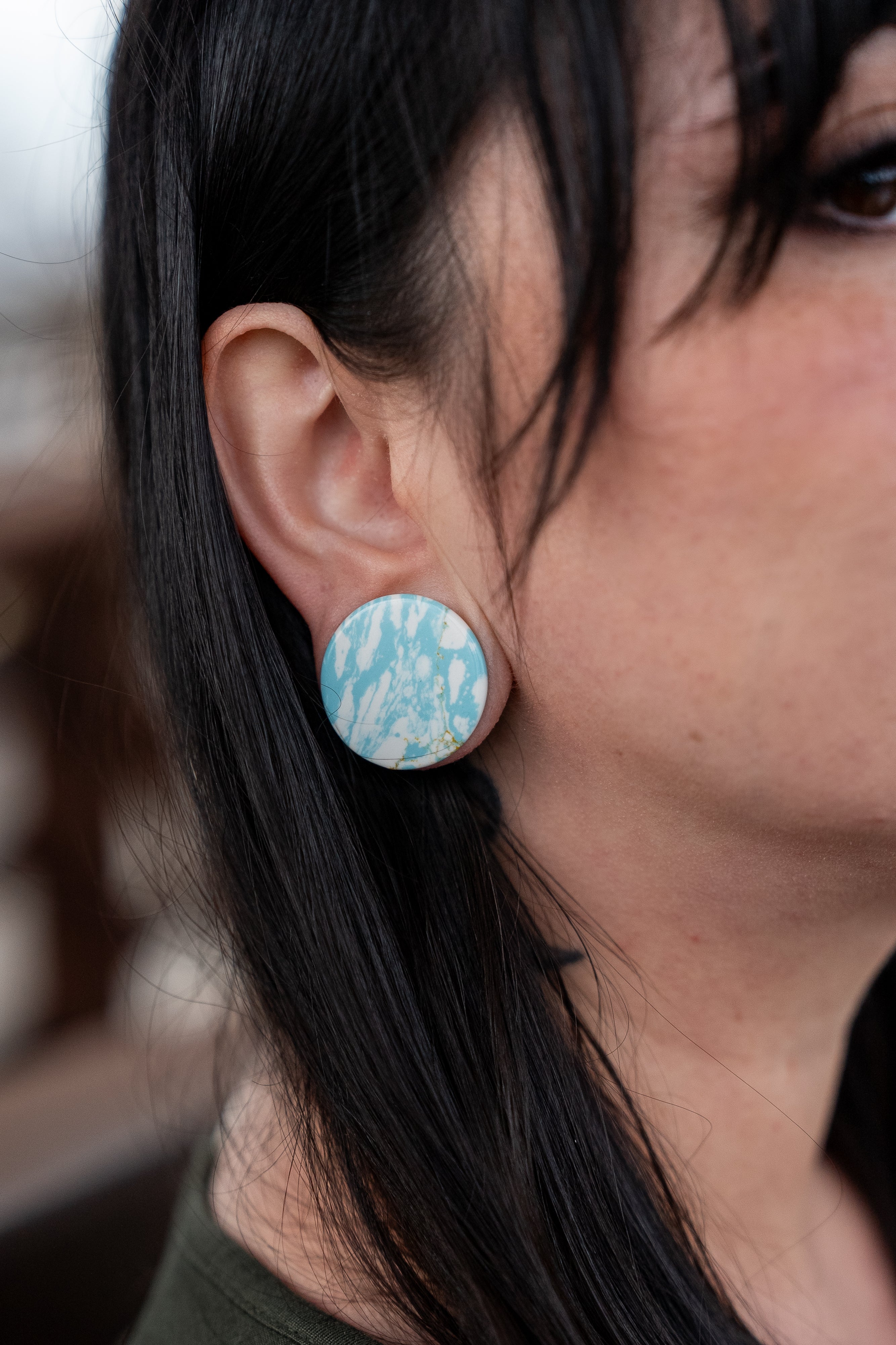 Ocean Howlite Stone Mayan Flare Plugs