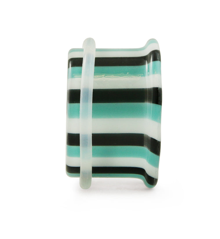 Ocean Stripe Glass Tunnel Plugs - Single Flare