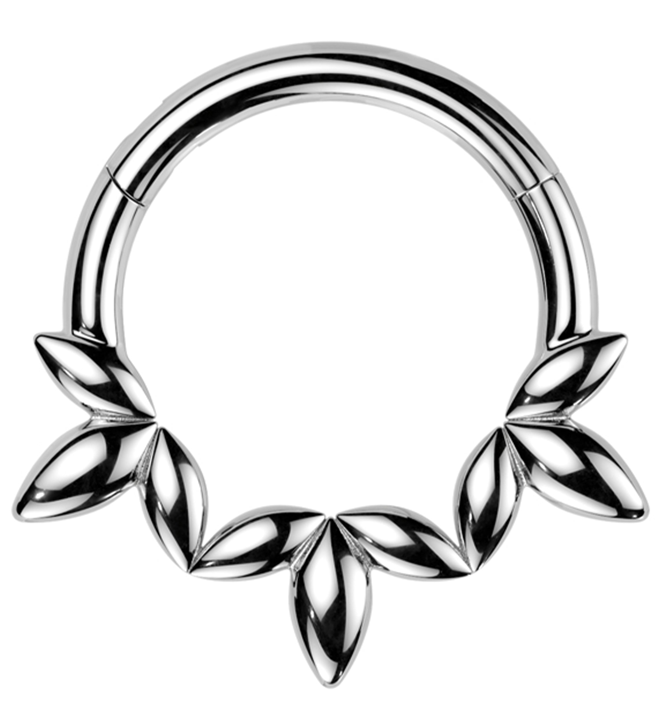 Olive Leaves Stainless Steel Hinged Segment Ring