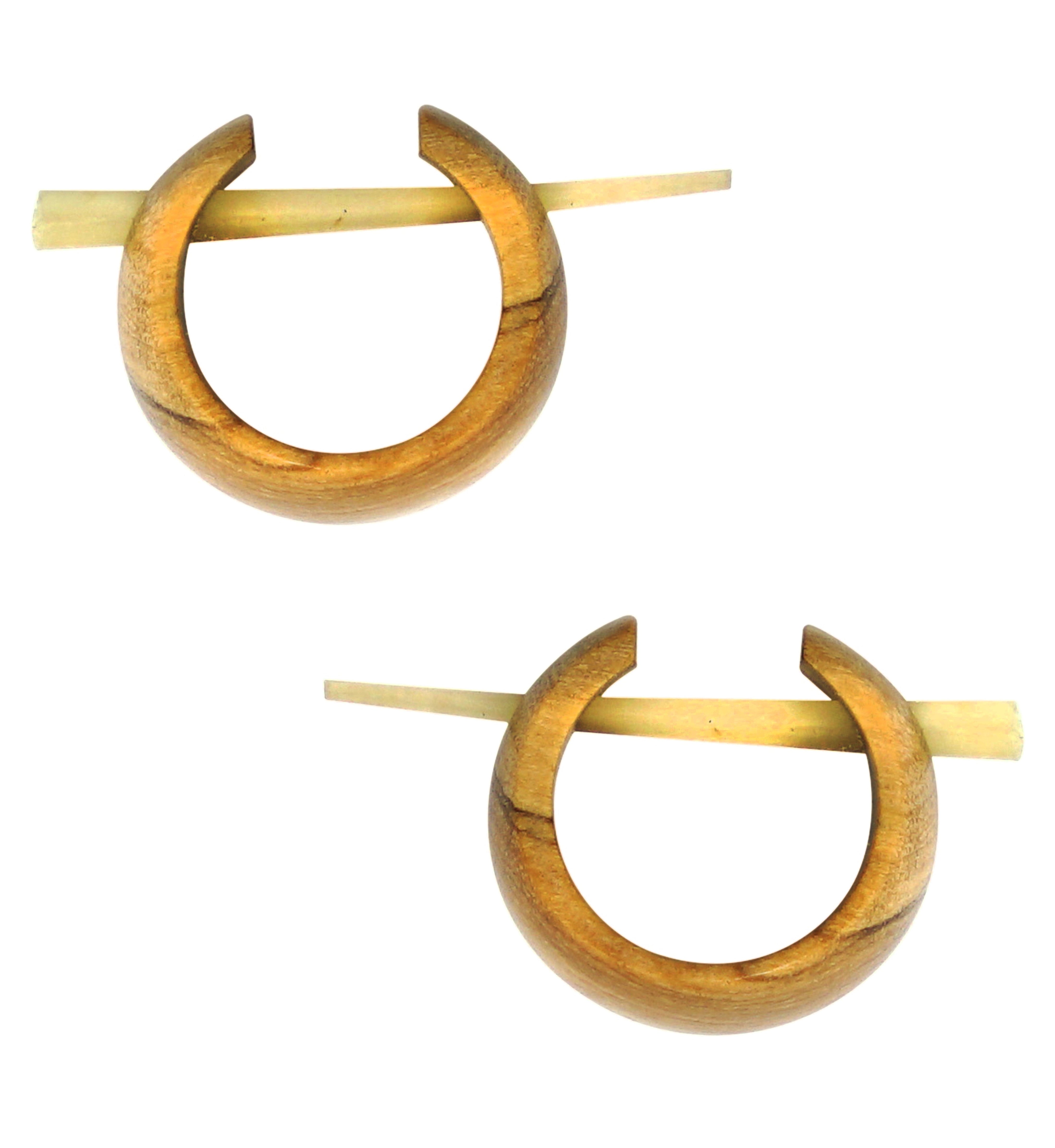 Olive Wood Cuff Tribal Earrings