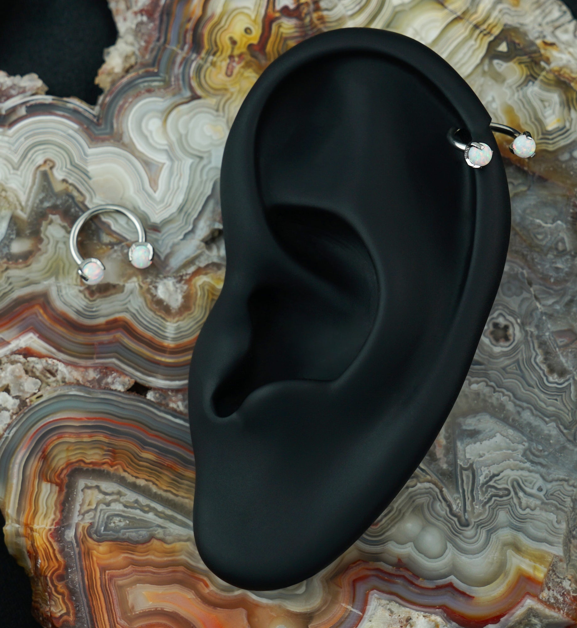 Opalite Claw Stainless Steel Circular Barbell