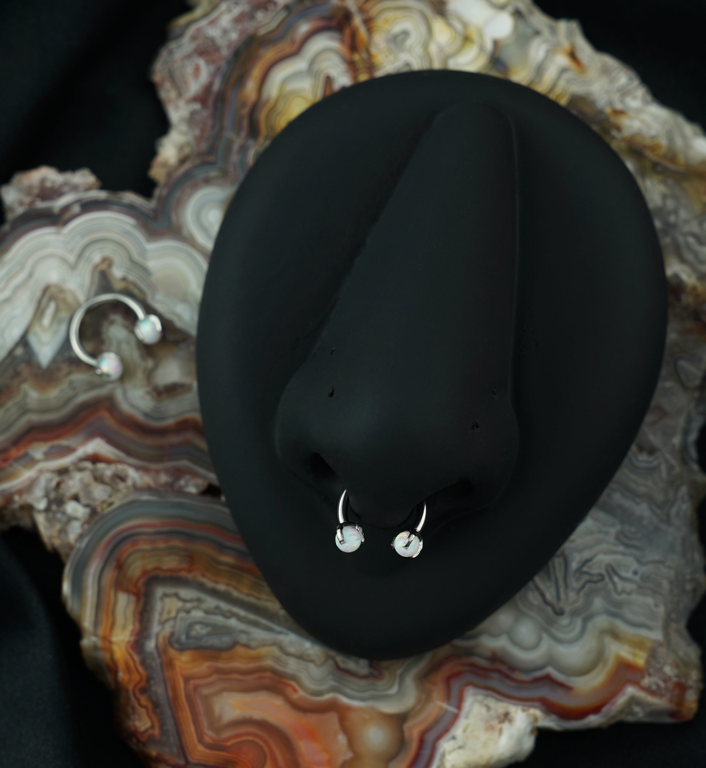 Opalite Claw Stainless Steel Circular Barbell