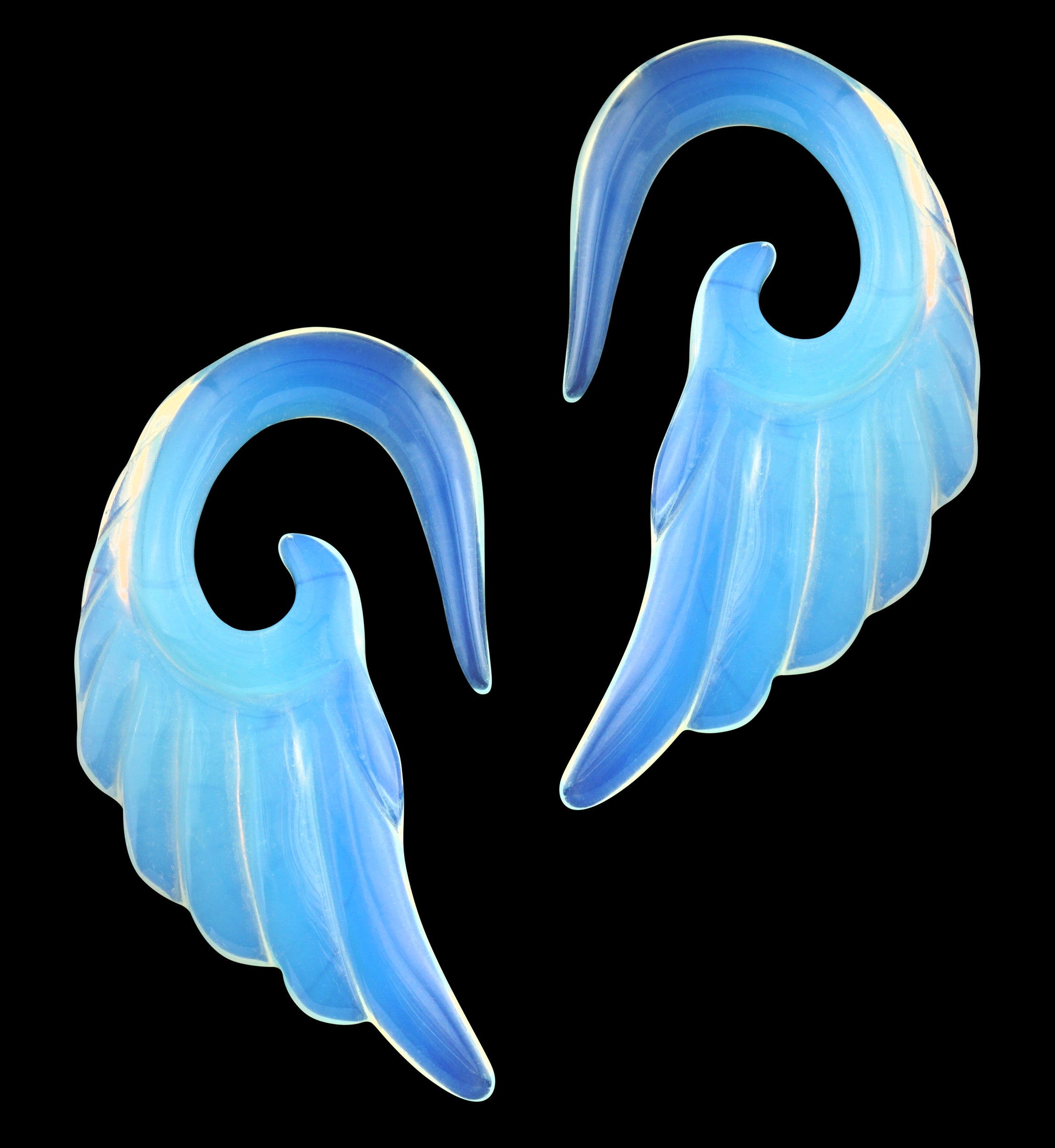 Opalite Glass Angel Wing Spirals