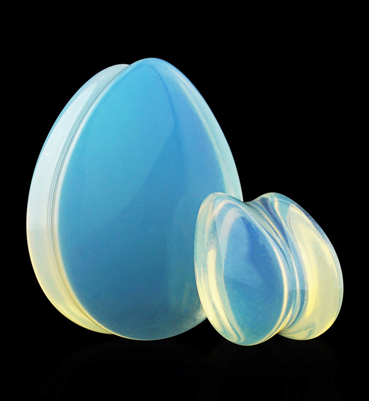 Precious Opalite Glass Teardrop Plugs