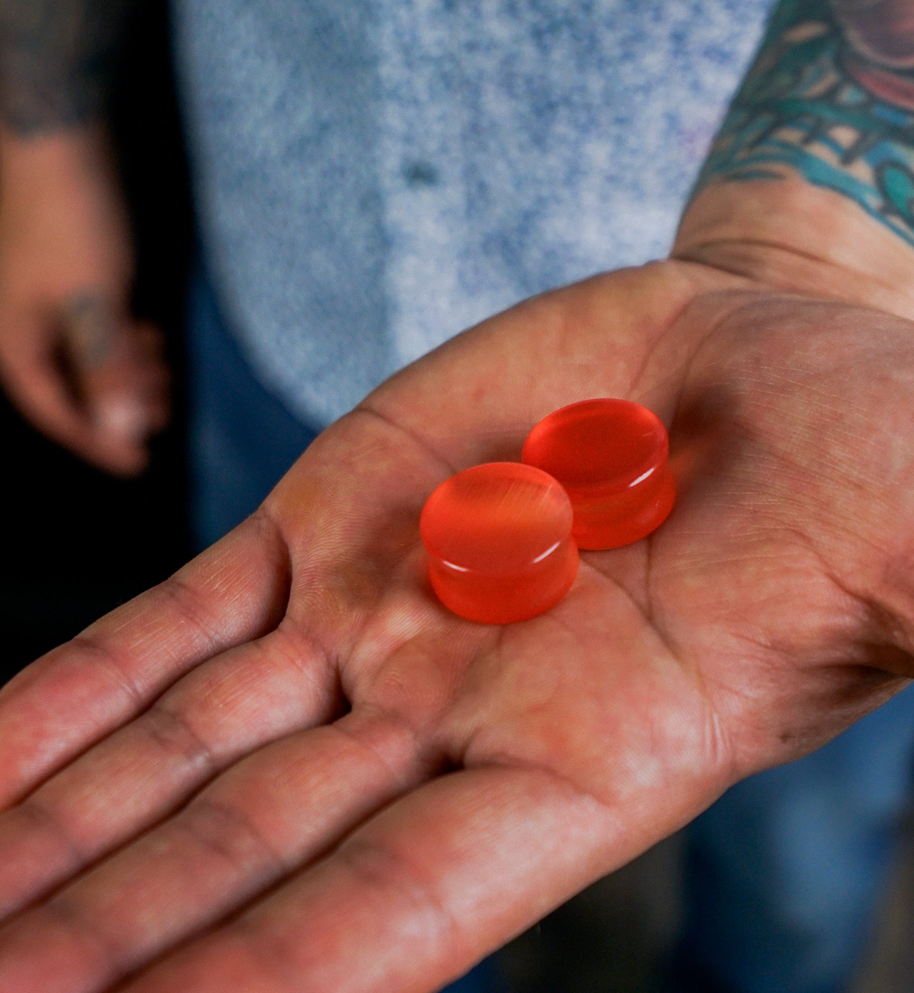 Orange Cat's Eye Glass Plugs
