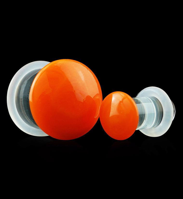 Orange Color Front Single Flare Glass Plugs