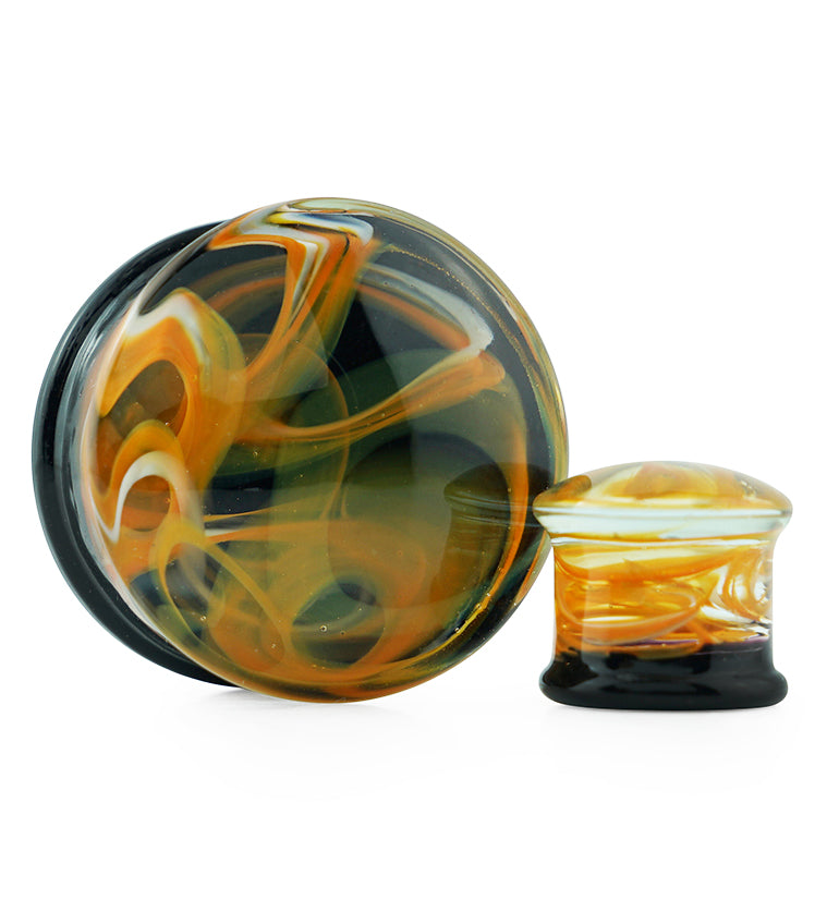 Orange Haze Swirl Glass Plugs