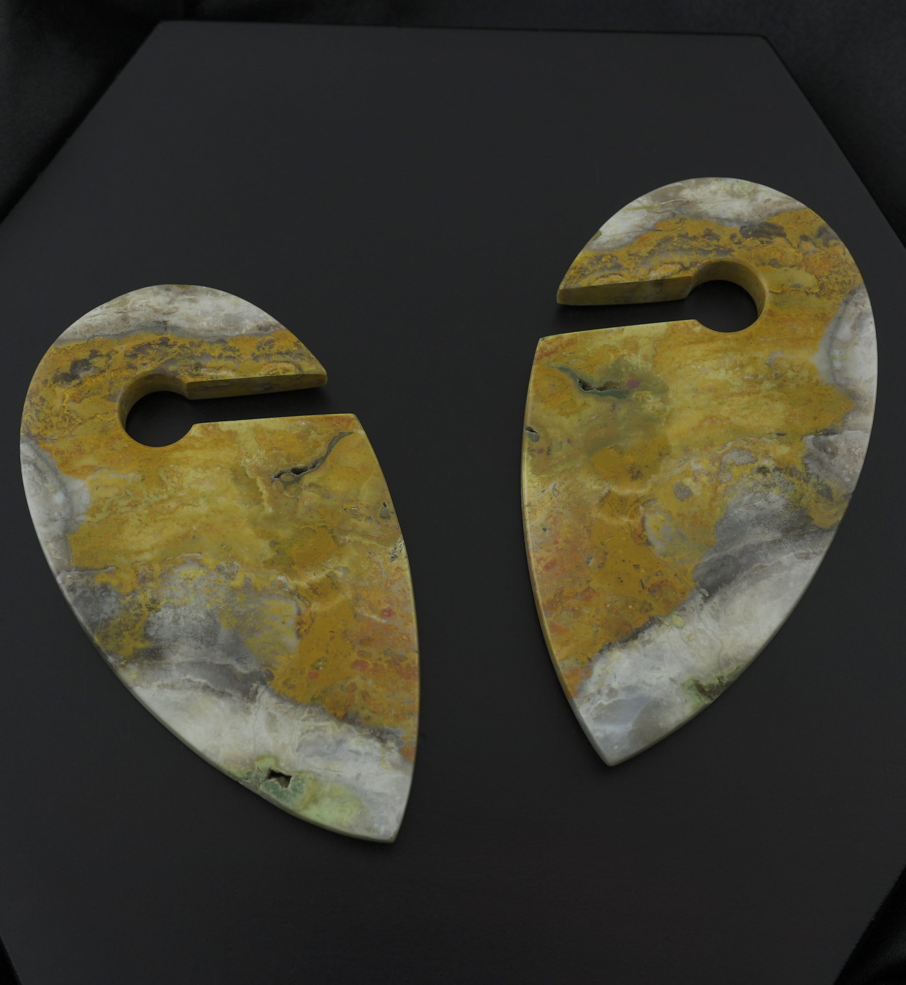 Orange Jasper Stone Keyhole Ear Weights