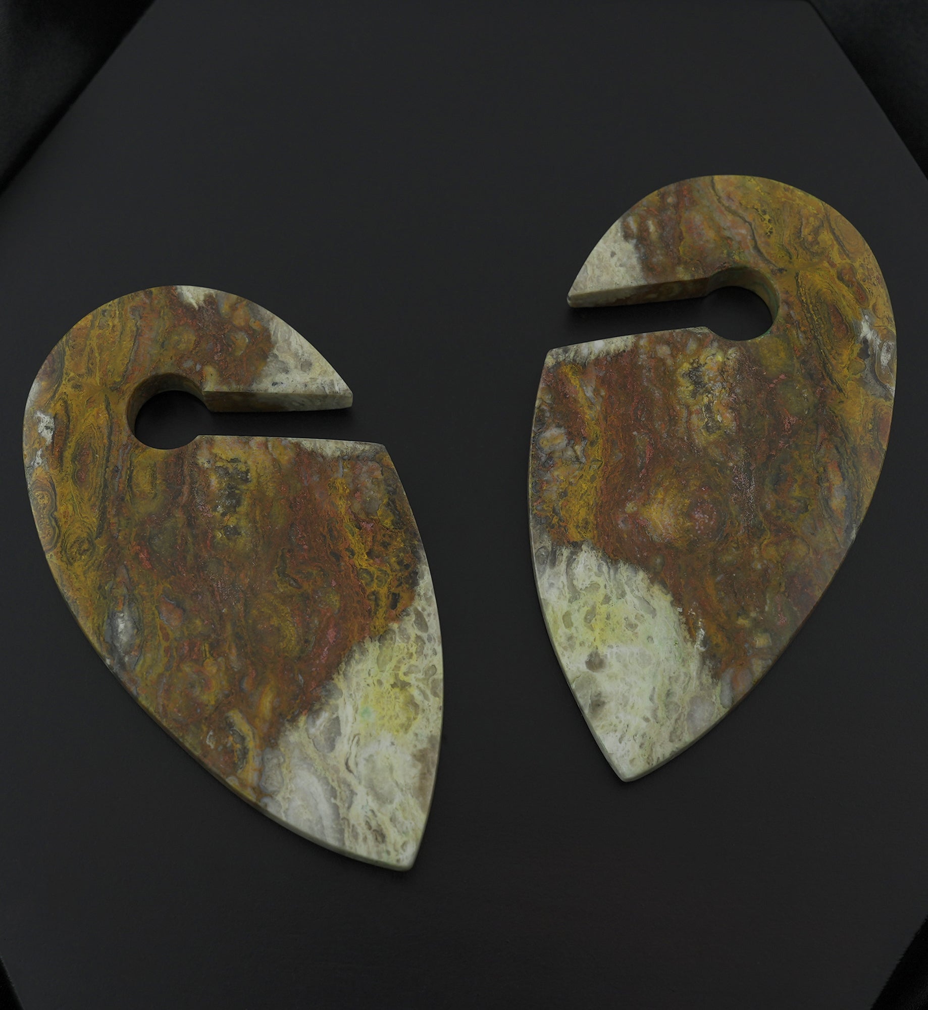 Orange Jasper Stone Keyhole Ear Weights