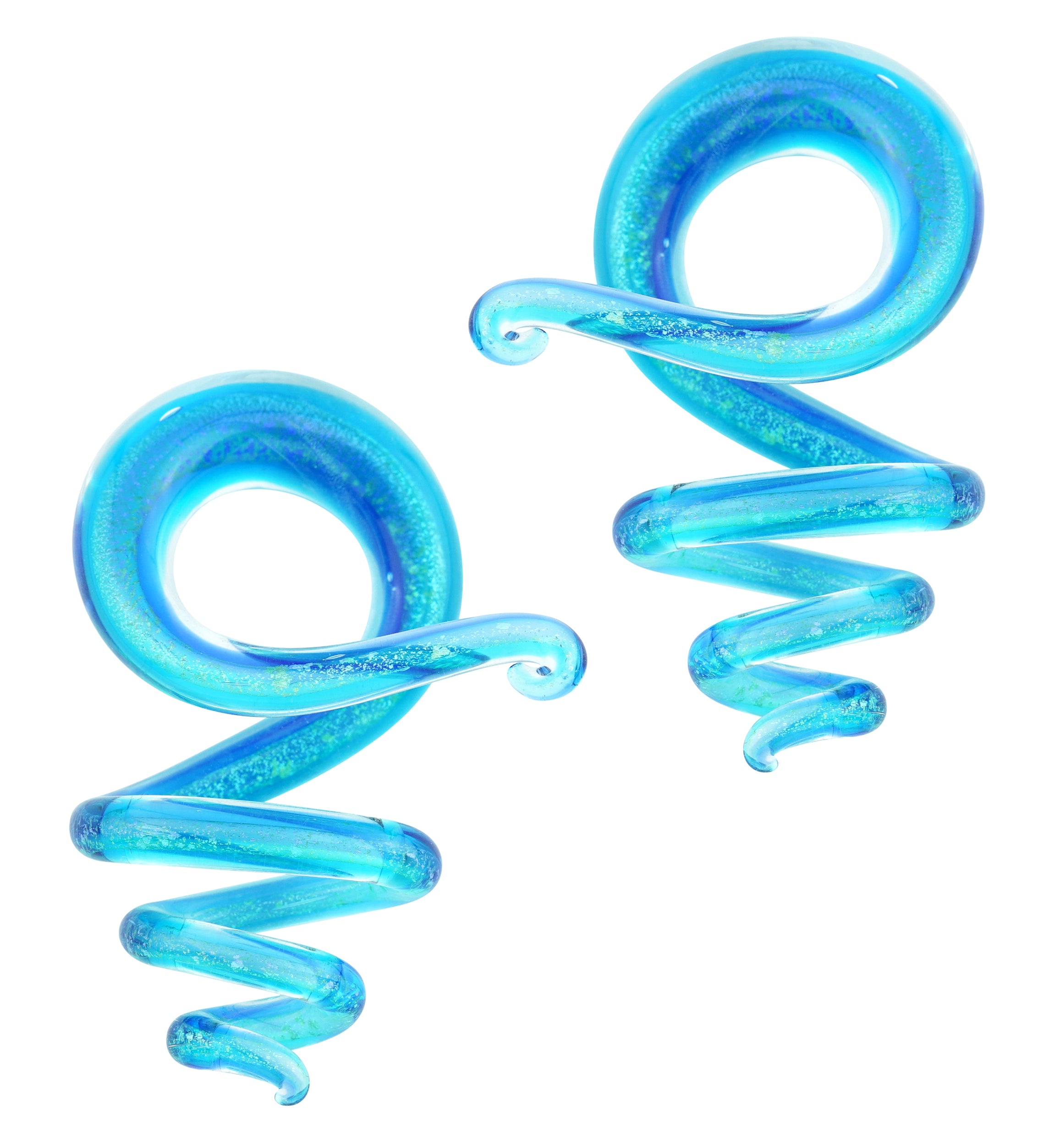 Orbital Blue Dichroic Glass Spirals