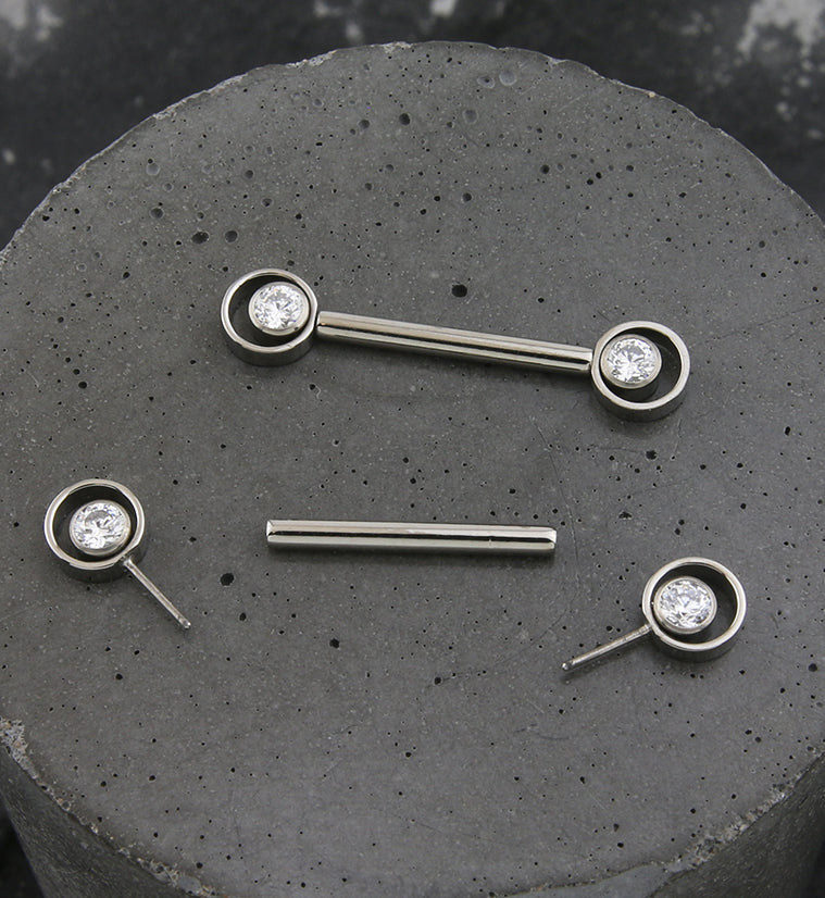 Orbital Clear CZ Titanium Threadless Nipple Barbell