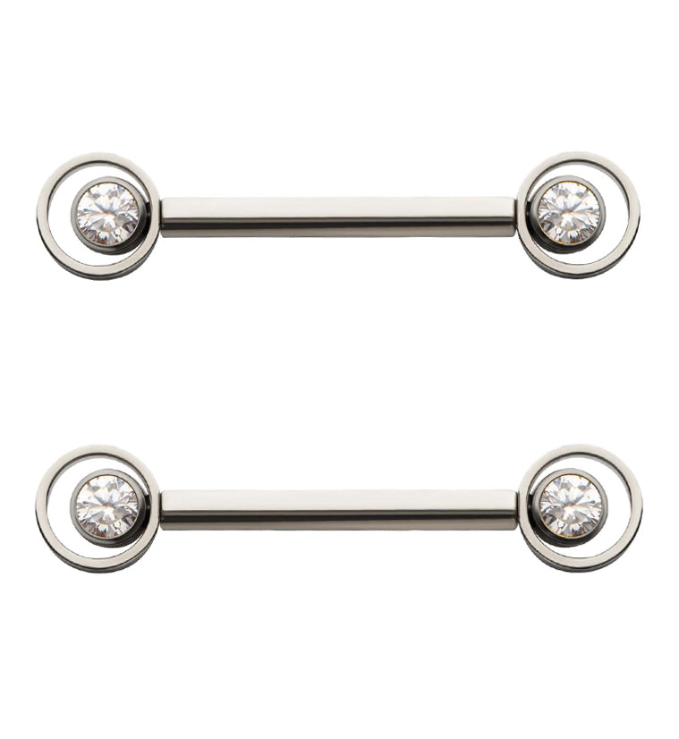 Orbital Clear CZ Titanium Threadless Nipple Barbell