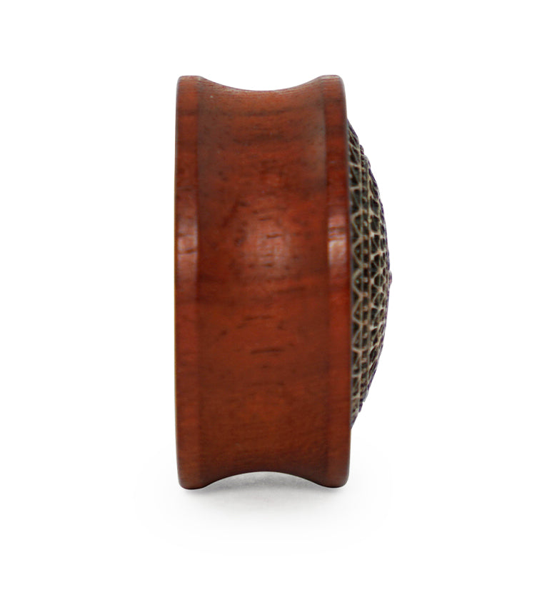 Rose Wood Plugs With Lotus Ornament Inlay