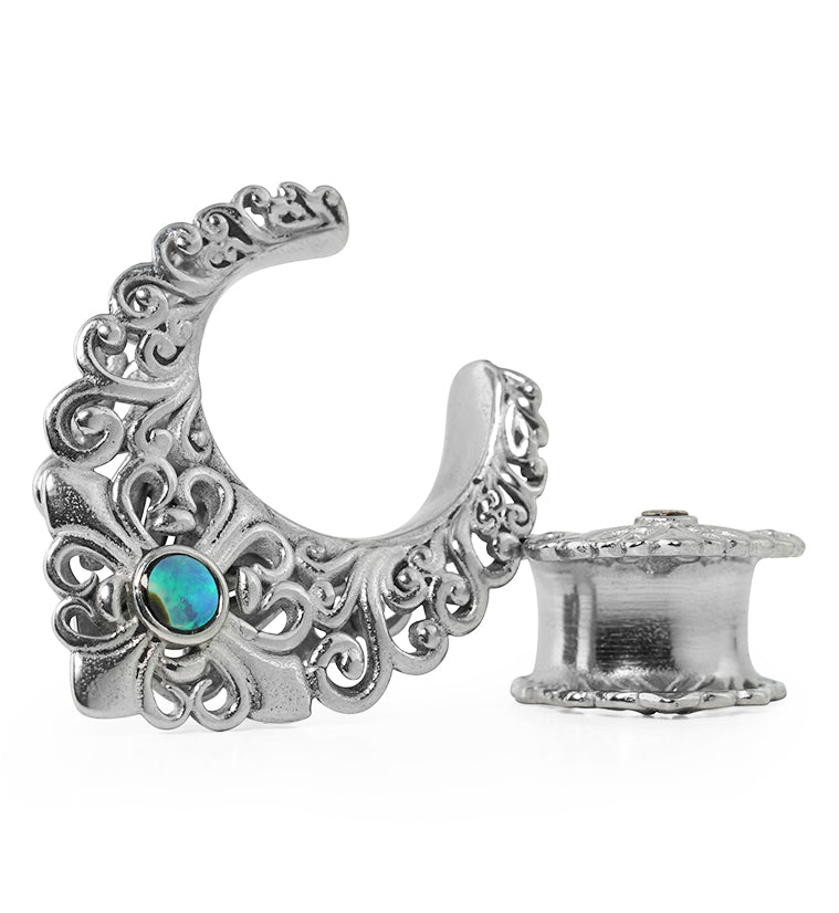 Ornate Abalone Stainless Steel Saddles