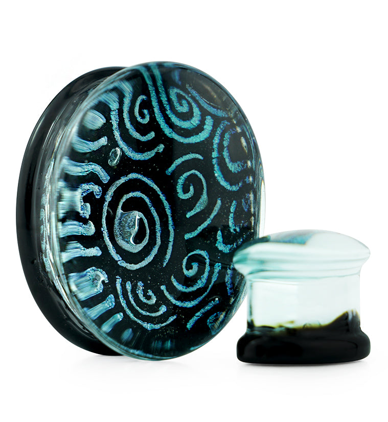 Oval Radial Dichroic Glass Double Flare Plugs