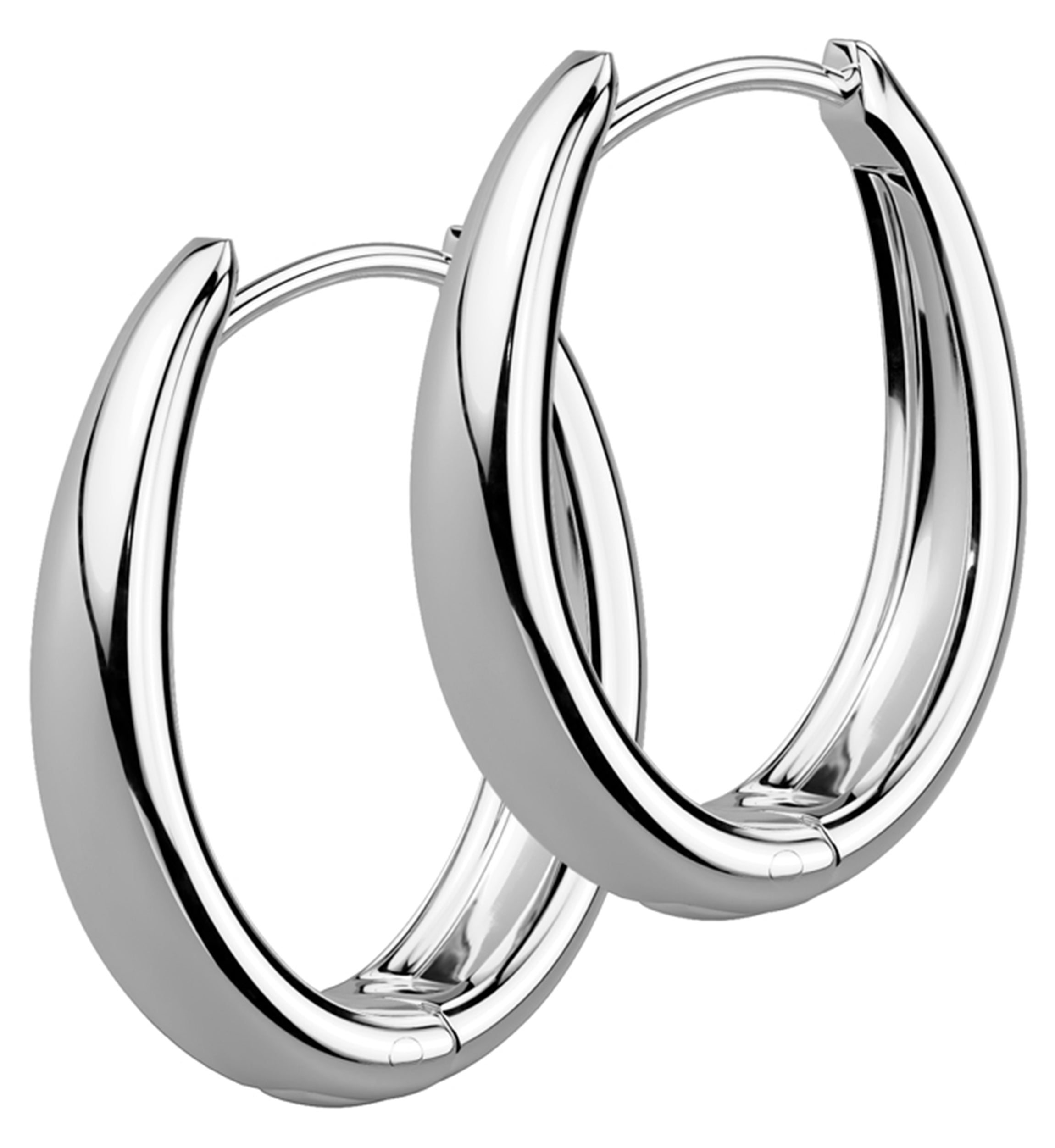 Oval Stainless Steel Hinged Hoop Huggie Earrings