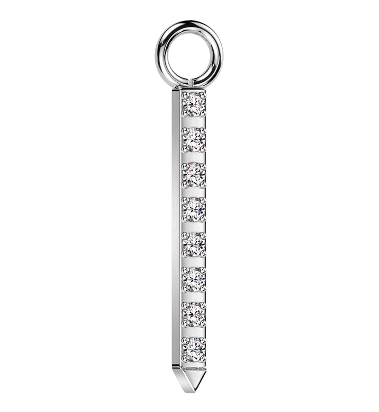 Pave Clear CZ Post Titanium Charm