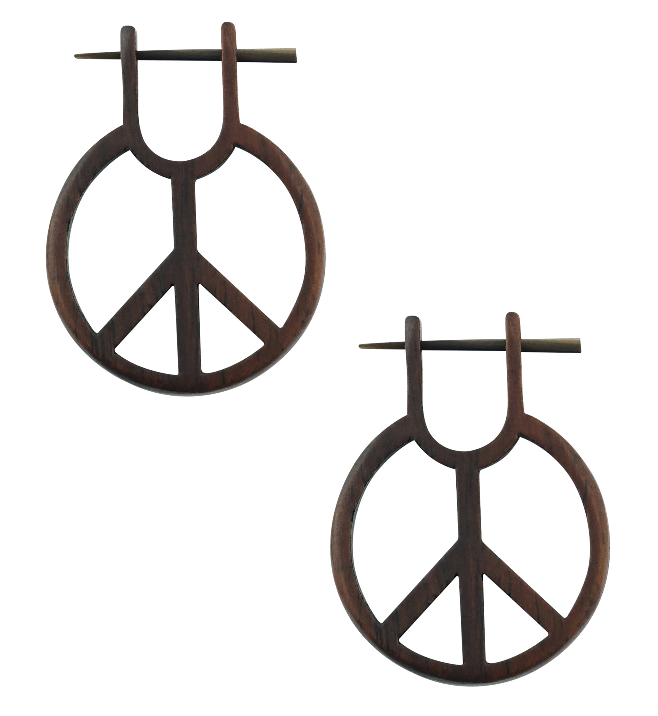 Peace Hoop Narra Wood Earrings