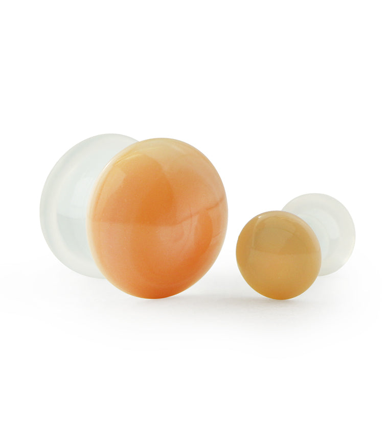 Peach Color Front Single Flare Glass Plugs