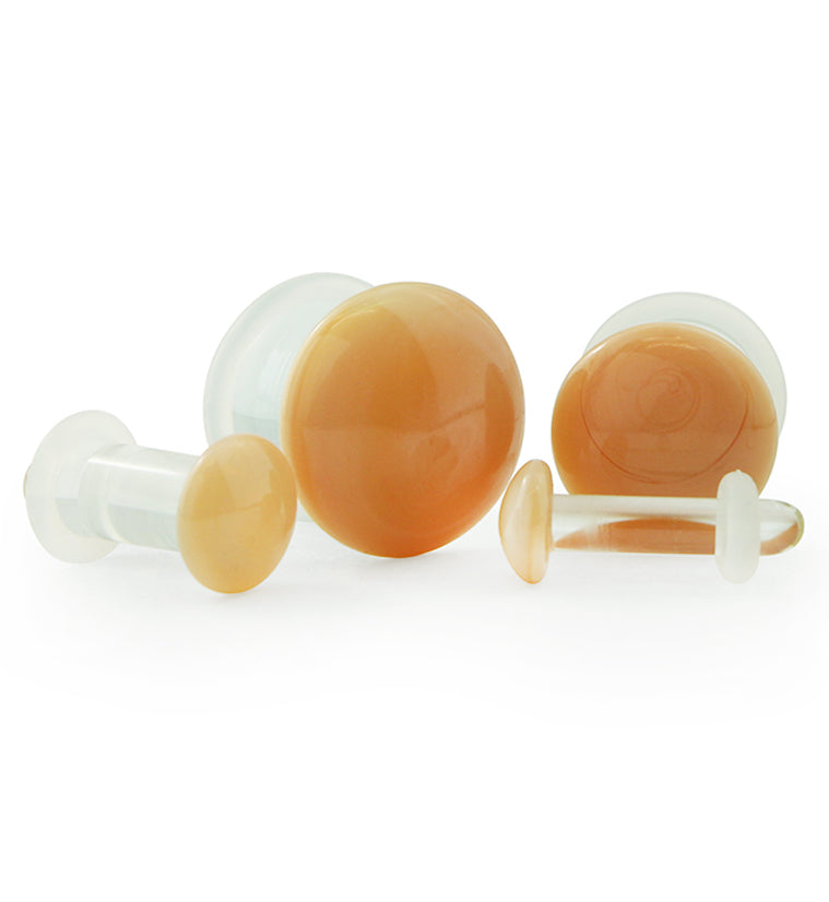 Peach Color Front Single Flare Glass Plugs