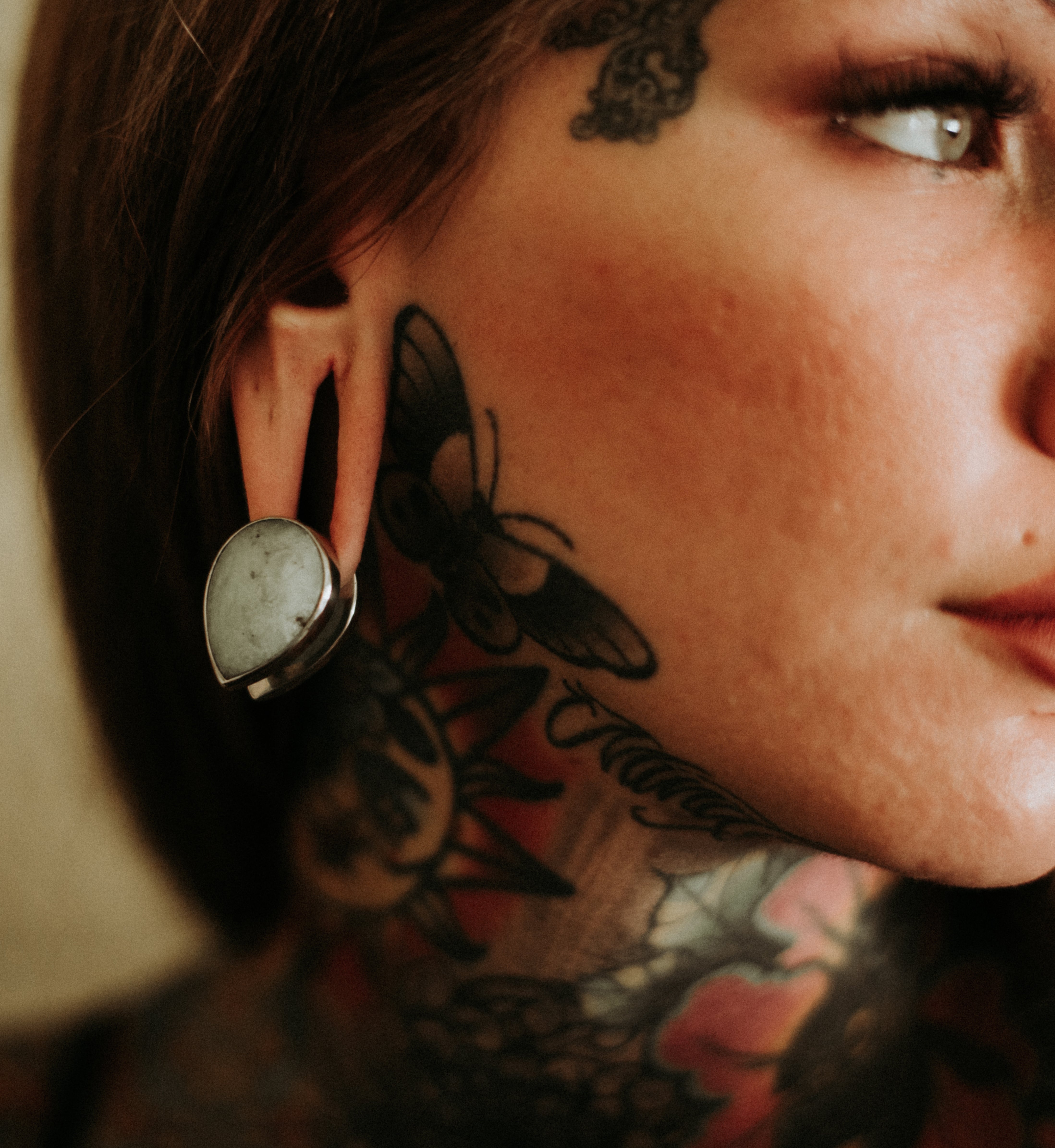 Peak Chrysoprase Stone White Brass Ear Weights