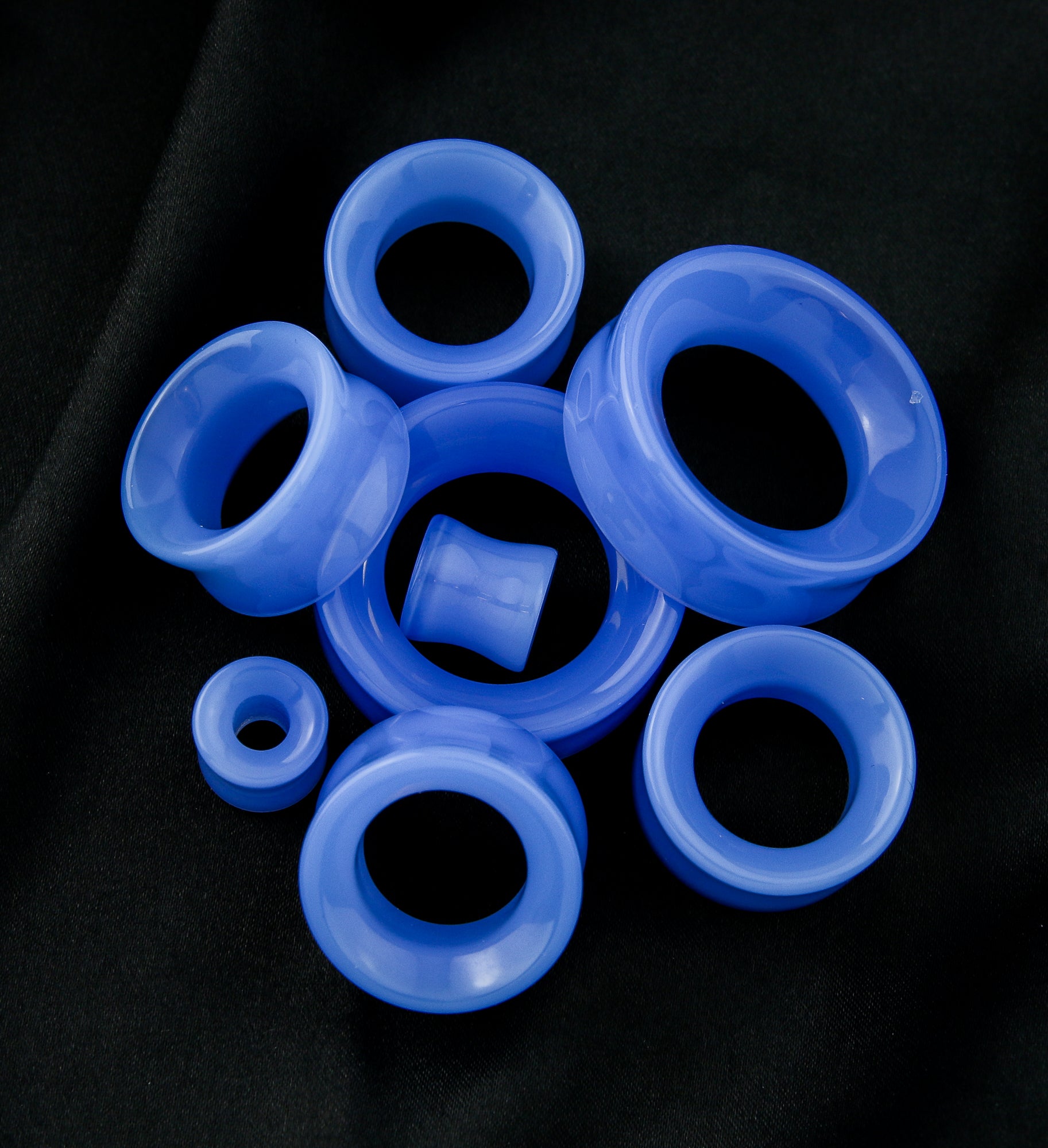 Periwinkle Glass Double Flare Tunnel Plugs