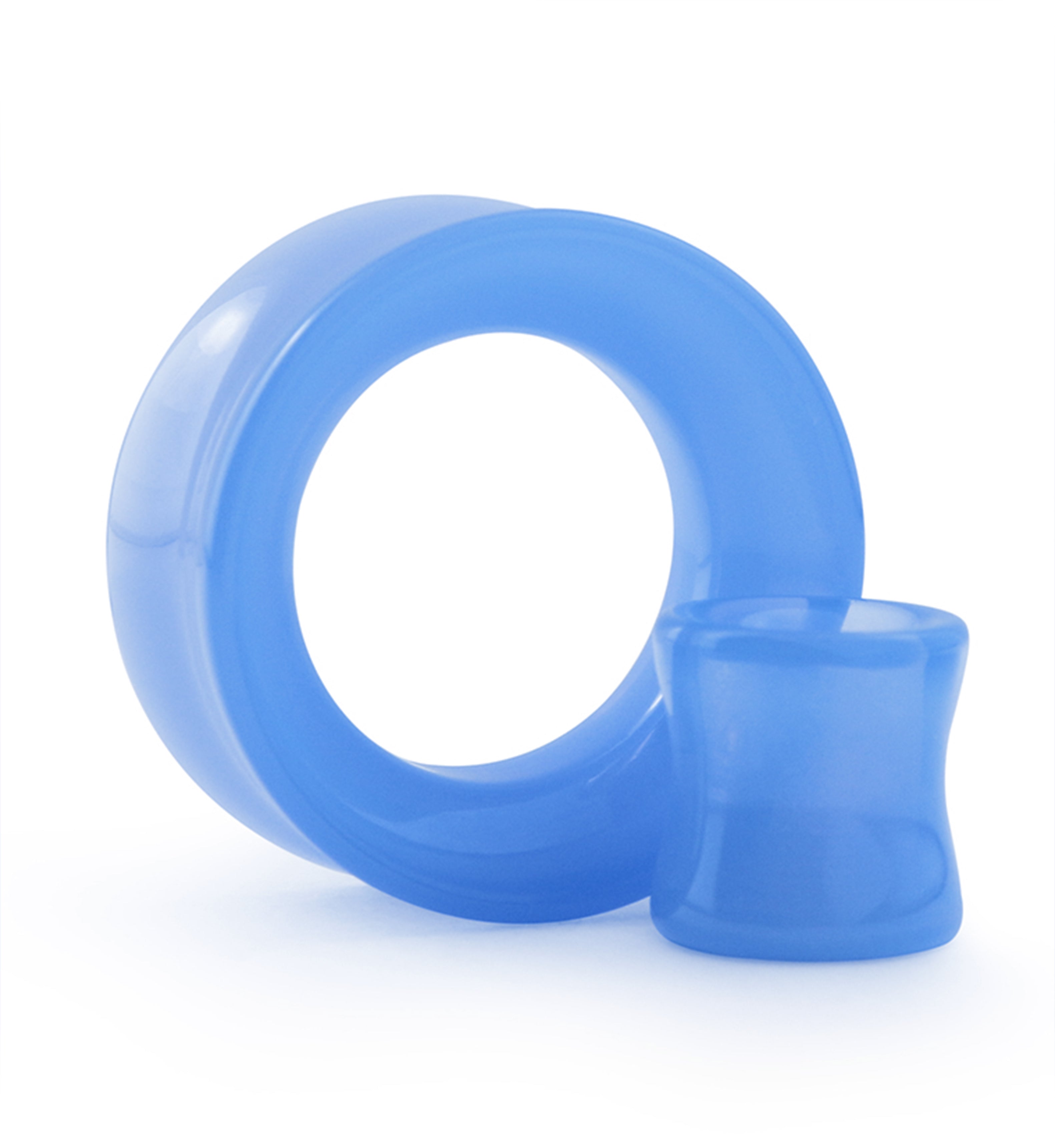 Periwinkle Glass Double Flare Tunnel Plugs