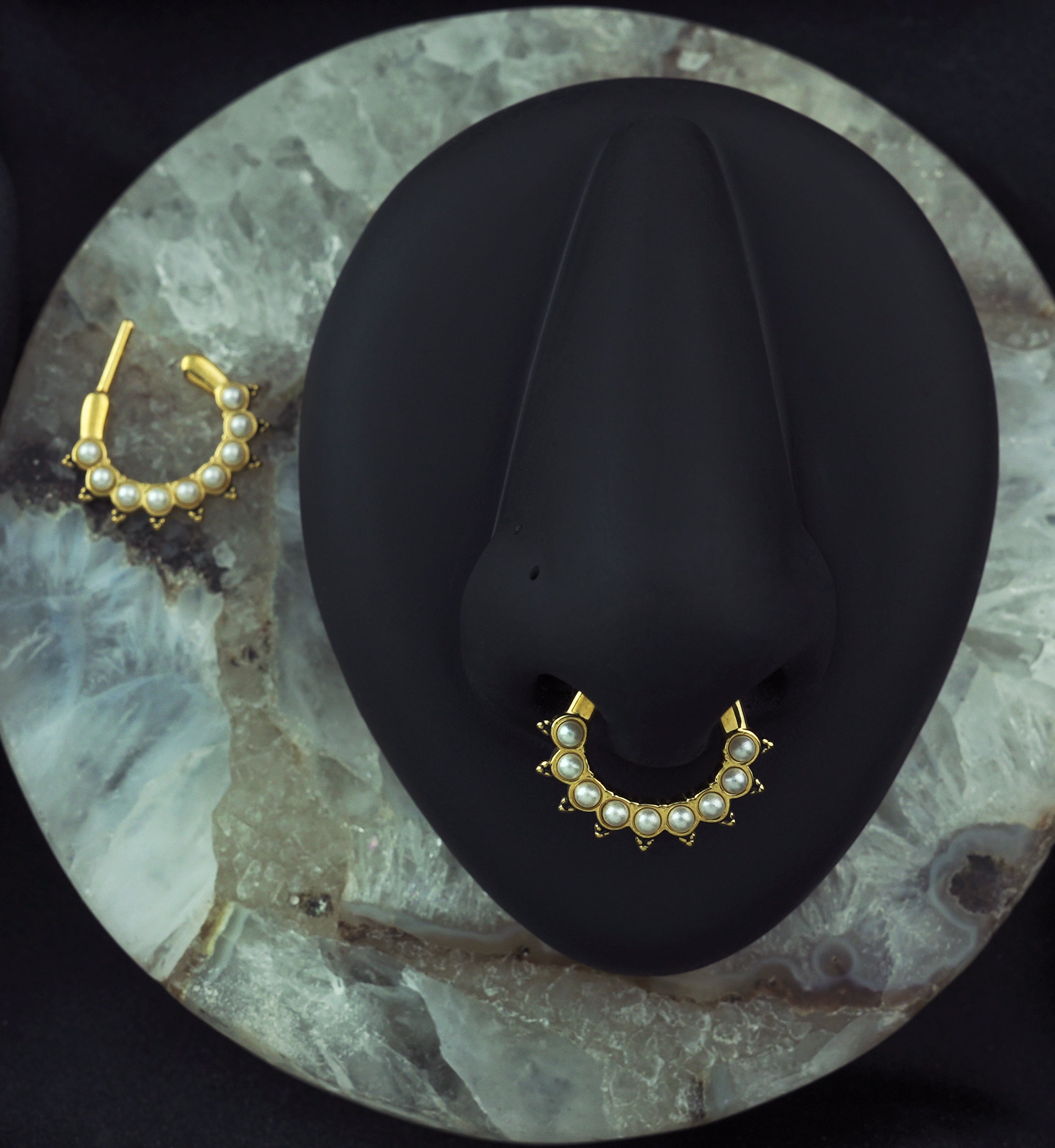 Pin Pearl Gold PVD Septum Clicker