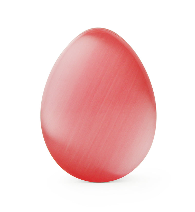 Pink Cat's Eye Glass Teardrop Plugs