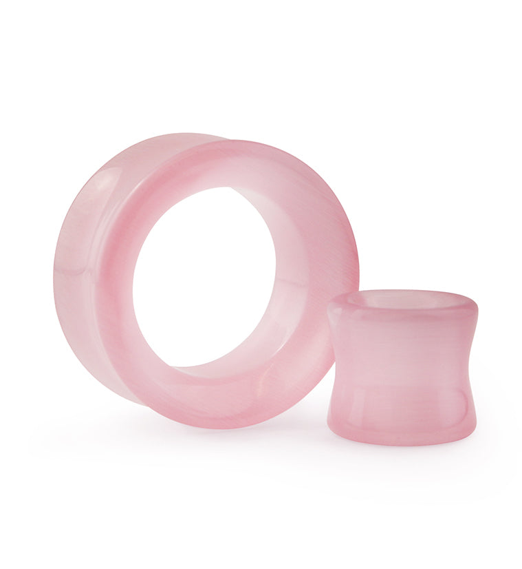 Pink Cat's Eye Glass Tunnel Plugs